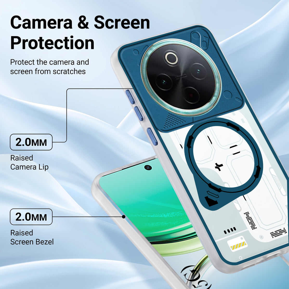 For Vivo T4 Metallic Back Cover Case (Metallic Camera Protection & Buttons | Translucent Milky Shade | Hard Polycarbonate)