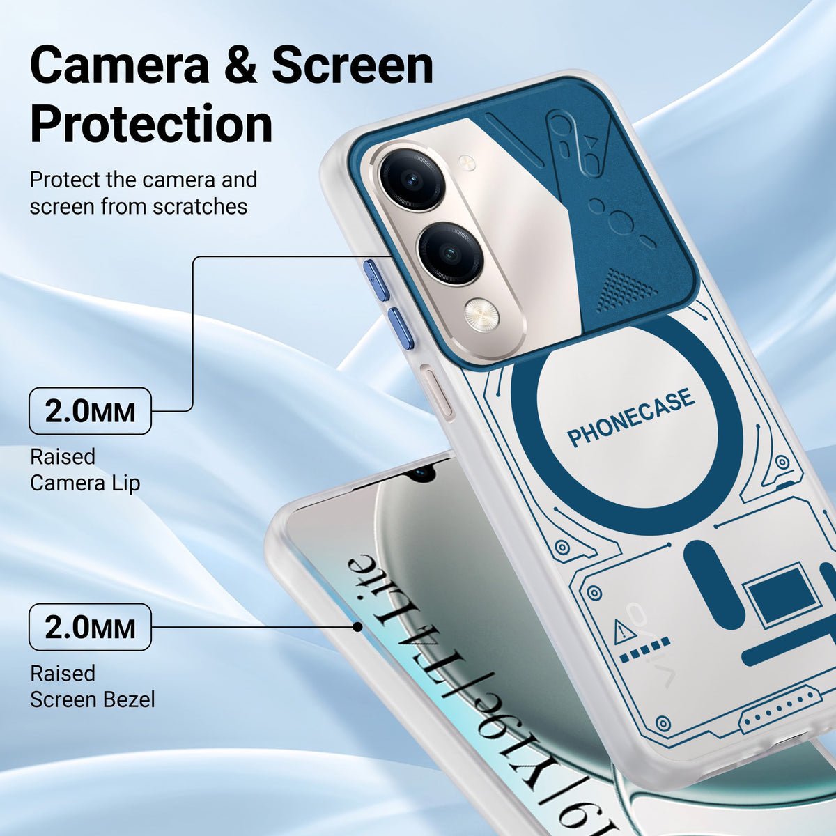 For Vivo Y19 | Vivo Y19e | Vivo T4 Lite Metallic Back Cover Case (Metallic Camera Protection & Buttons | Translucent Milky Shade | Hard Polycarbonate)
