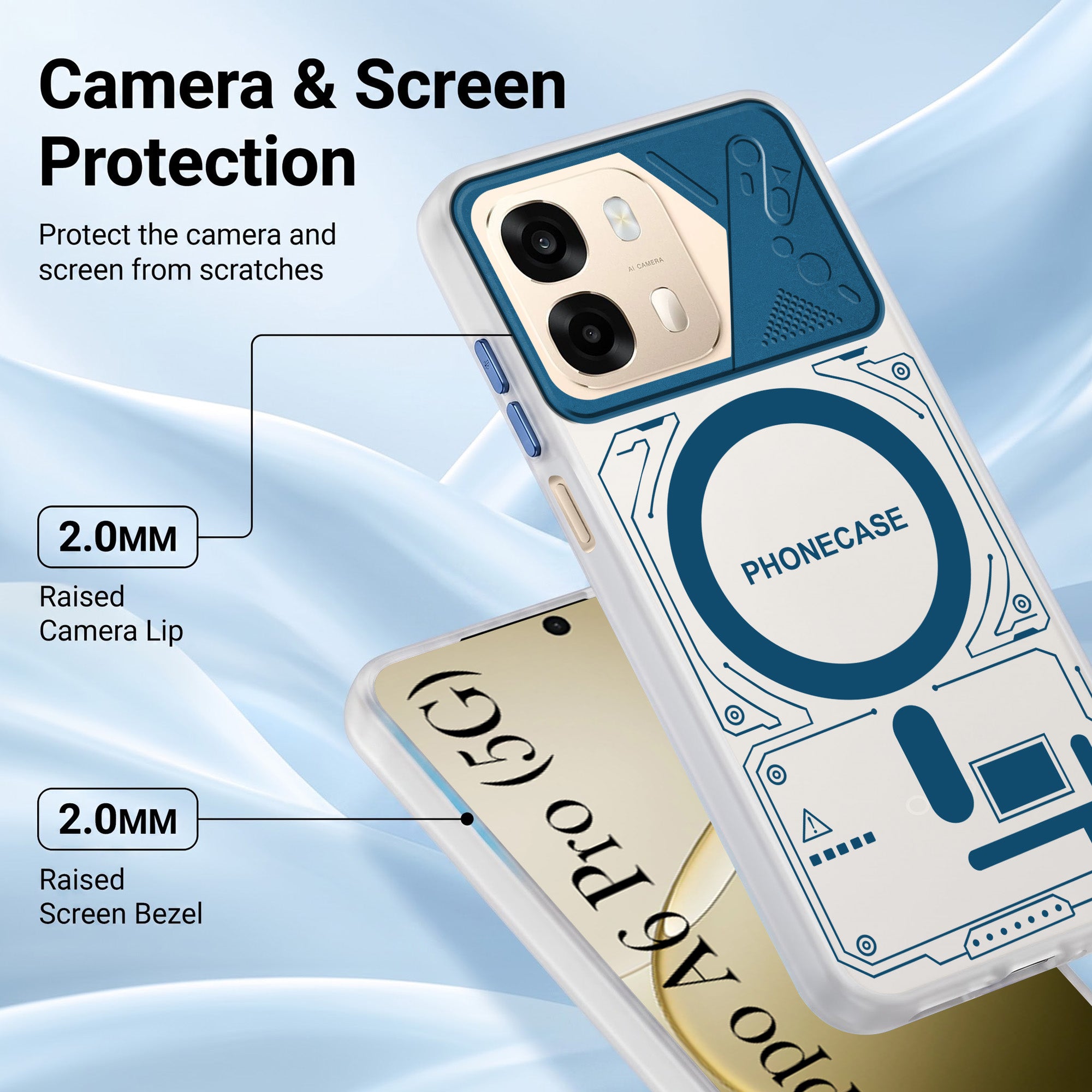 For Oppo A6 Pro Metallic Back Cover Case (Metallic Camera Protection & Buttons | Translucent Milky Shade | Hard Polycarbonate)