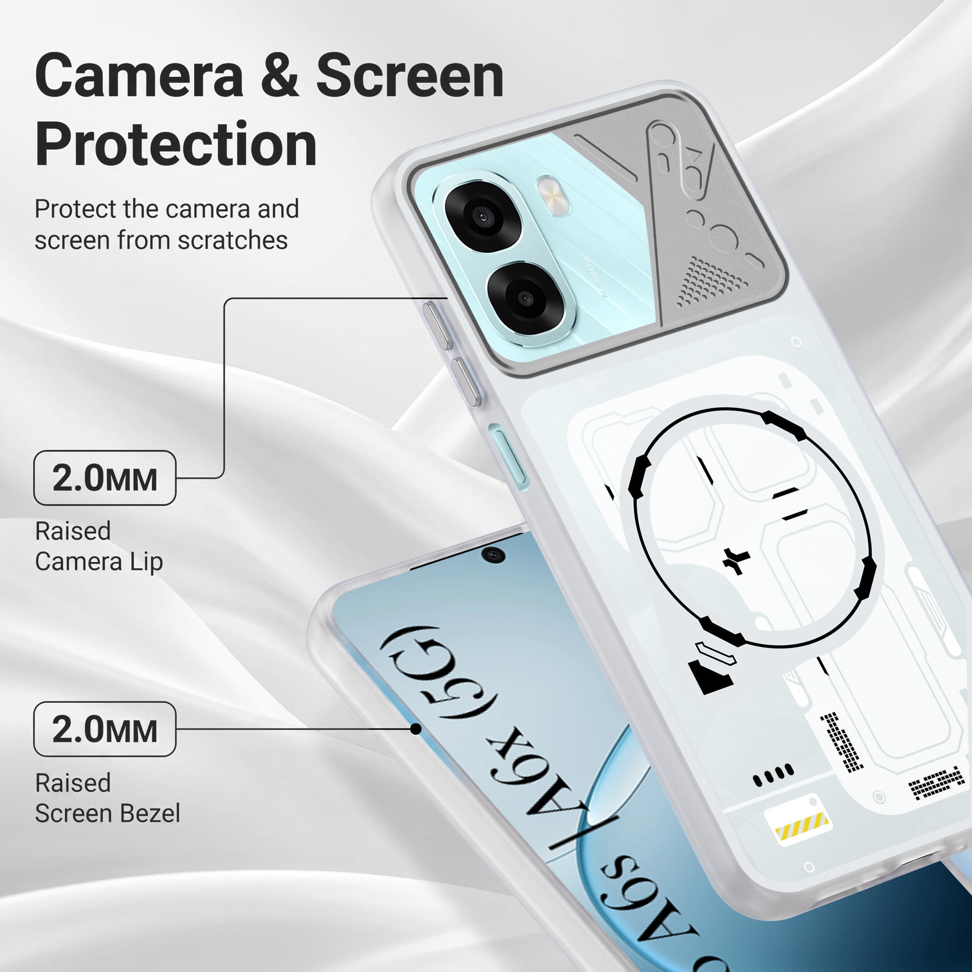 For Oppo A6X | Oppo A6S Metallic Back Cover Case (Metallic Camera Protection & Buttons | Translucent Milky Shade | Hard Polycarbonate)