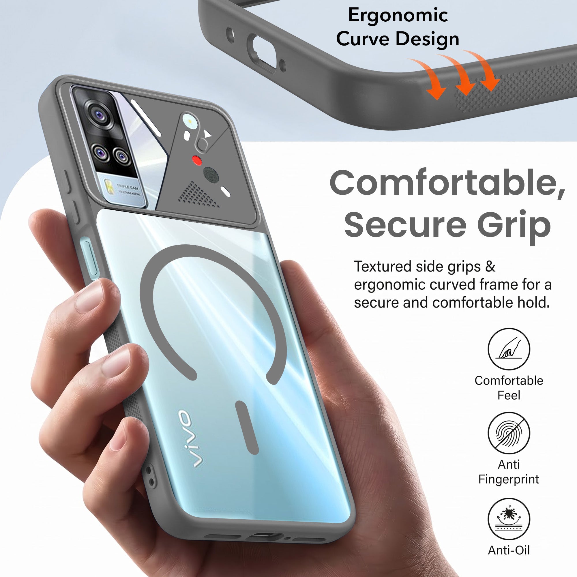 For Vivo Y51A Back Cover Case Lifetime Anti-Yellow Clear (Camera Protection | Side Grip | Wireless MagSafe Compatible)