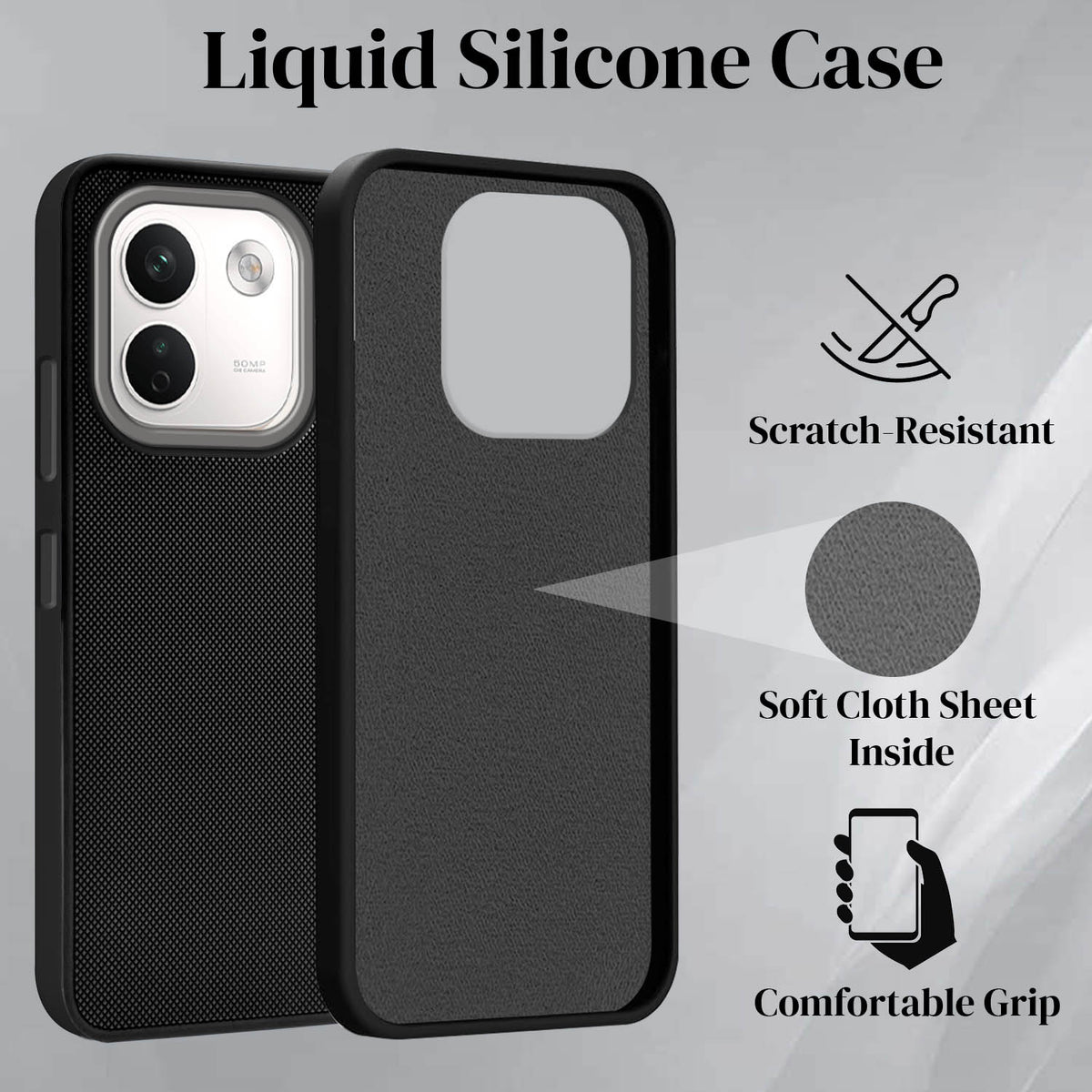 For Redmi Note 17 Pro Max 5G Back Cover Case Rubberised (Textured Grip Design| Micro-Fiber Cloth Inside | Slim and Light Weight | Soft Touch and Feel)