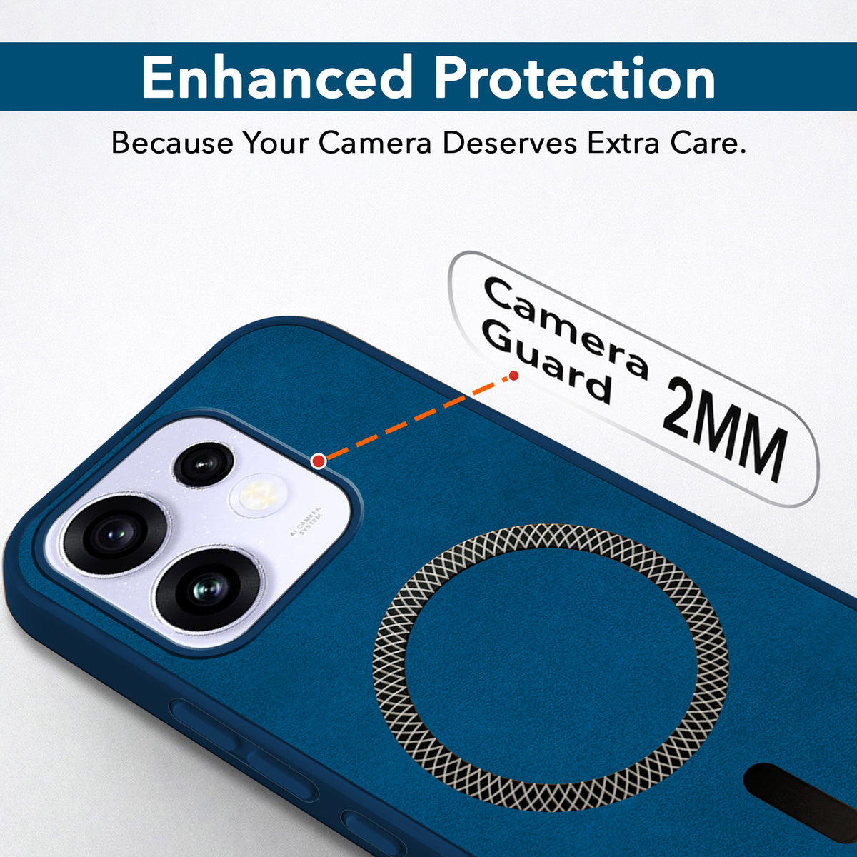 For Oppo Reno 16 Back Cover Case Leather Finish (MagSafe Compatible Wireless Charging | Soft Touch | Camera Bump Protection)