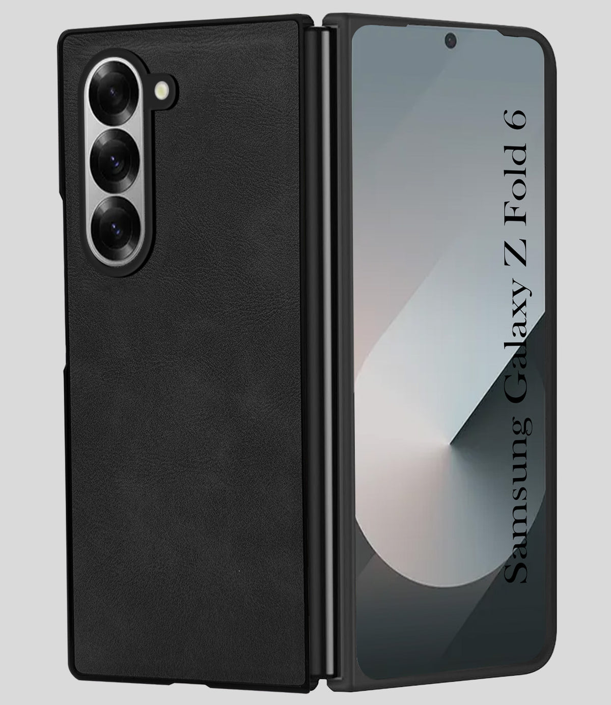 For Samsung Galaxy Z Fold 6 Back Case Cover Premium Genuine Leather (Integrated Front Screen Protector | Inside Microfiber Cloth)