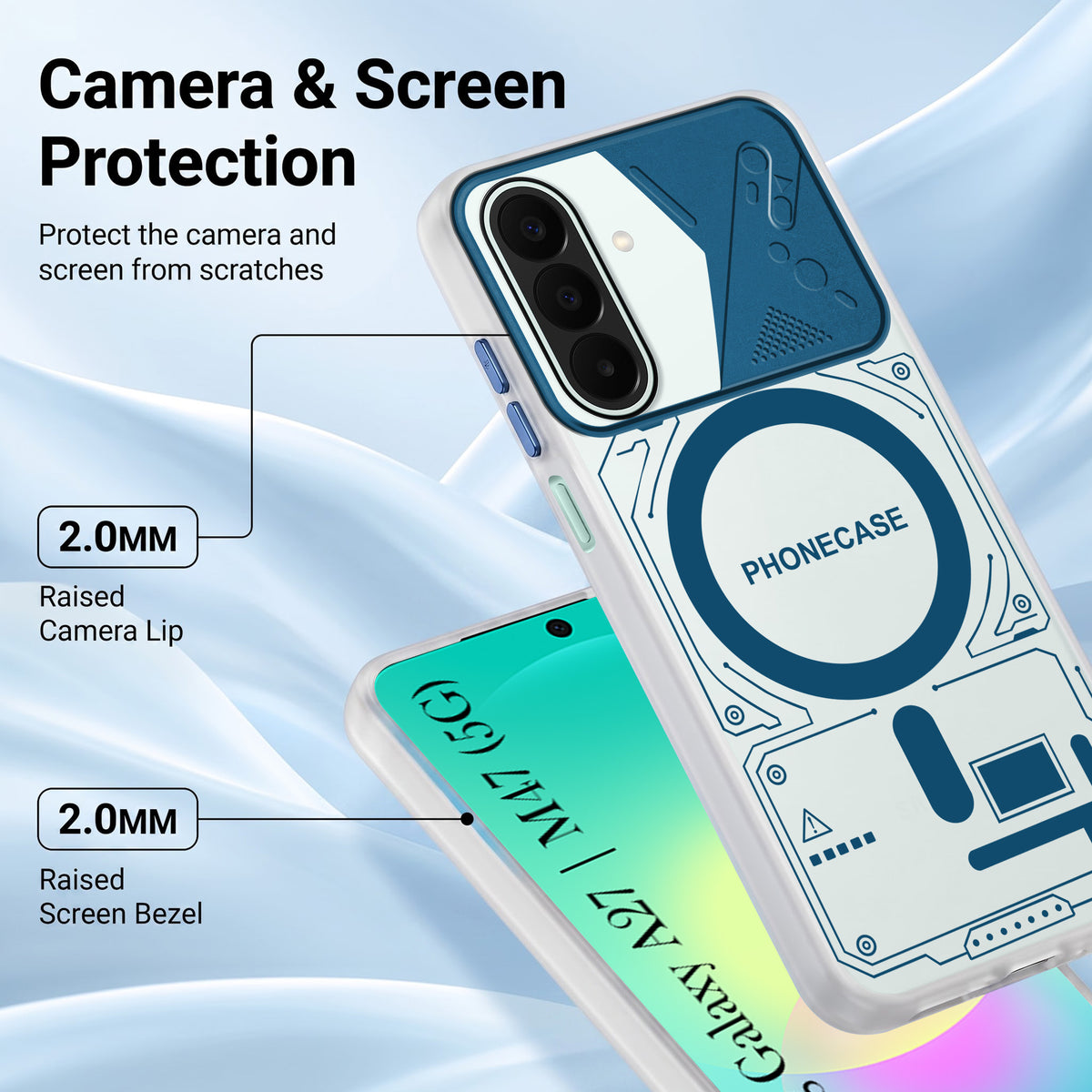 For Samsung Galaxy A27 5G | Galaxy M47 5G Metallic Back Cover Case (Metallic Camera Protection & Buttons | Translucent Milky Shade | Hard Polycarbonate)