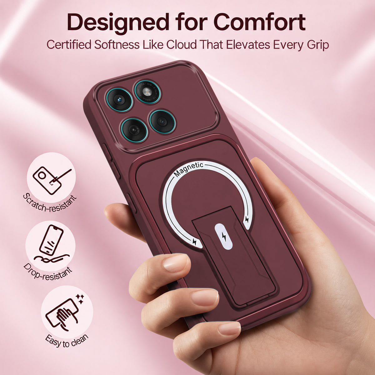 For Motorola Moto Edge 60 Fusion Back Case Cover Metallic (Hybrid Armor Kickstand | MagSafe Compatible | Camera Protection Shockproof)