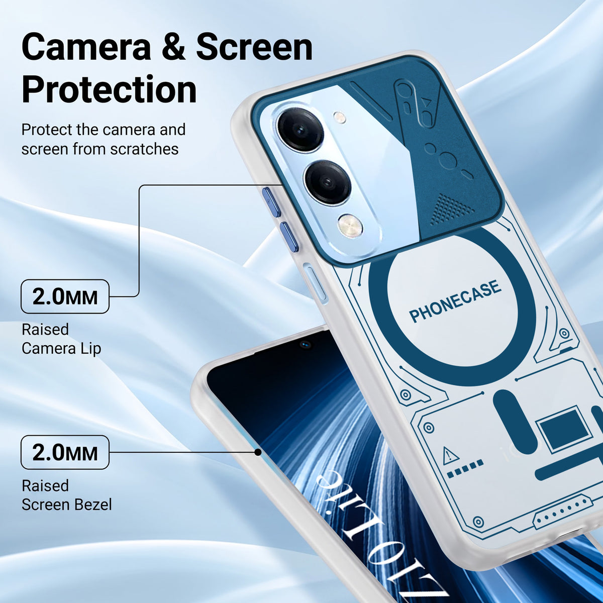 For Vivo iQOO Z10 Lite Metallic Back Cover Case (Metallic Camera Protection & Buttons | Translucent Milky Shade | Hard Polycarbonate)