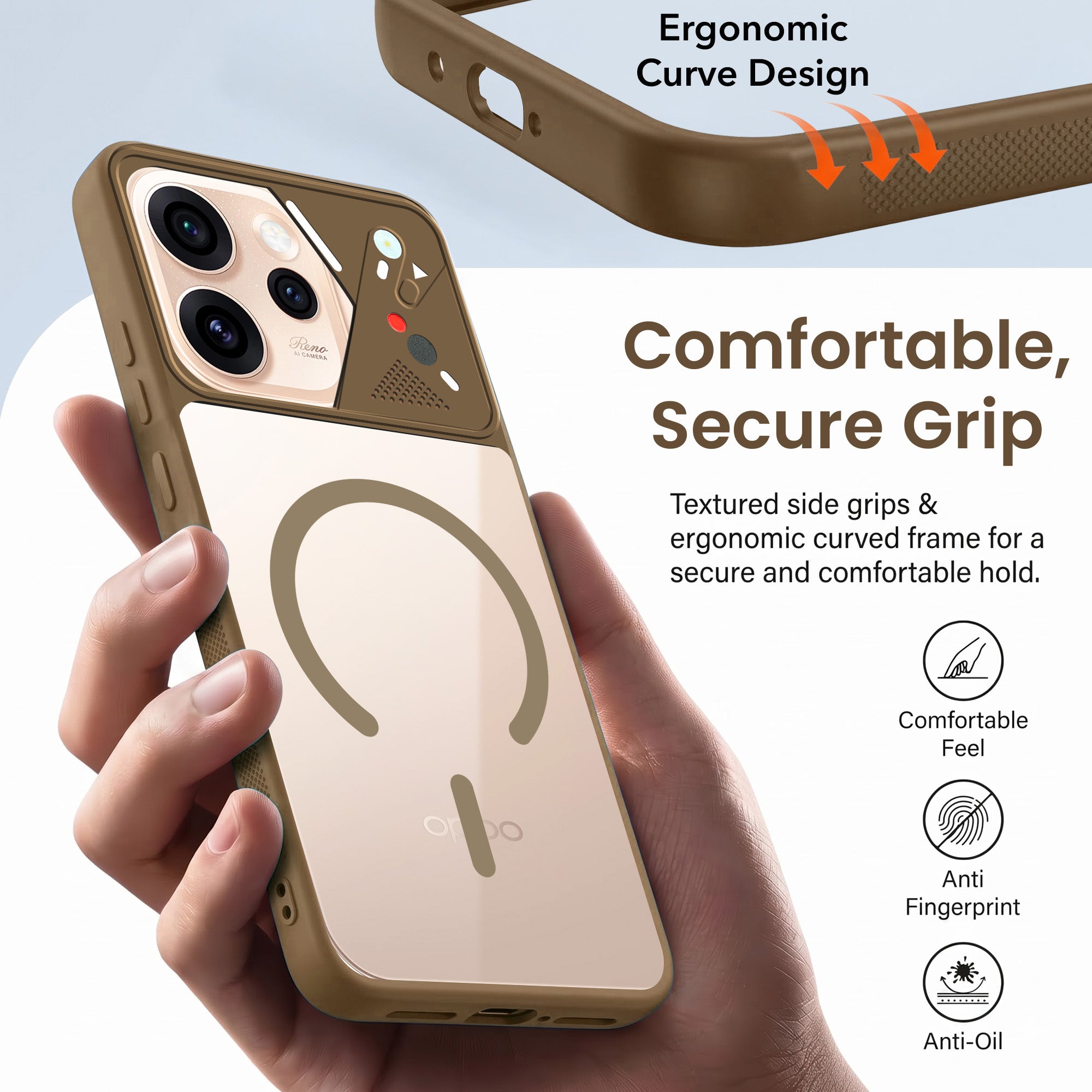 For Oppo Reno15 Pro 5G | Oppo Reno 15 Pro 5G Back Cover Case Lifetime Anti-Yellow Clear (Camera Protection | Side Grip | Wireless MagSafe Compatible)