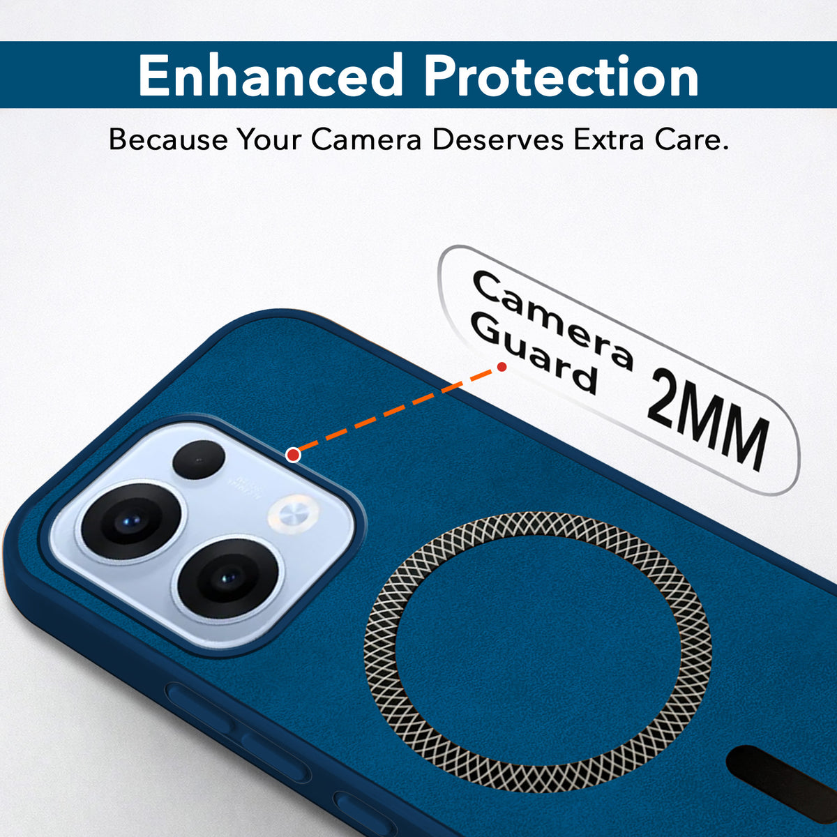 For Oppo Reno13 5G | Oppo Reno 13 5G Back Cover Case Leather Finish (MagSafe Compatible Wireless Charging | Soft Touch | Camera Bump Protection)
