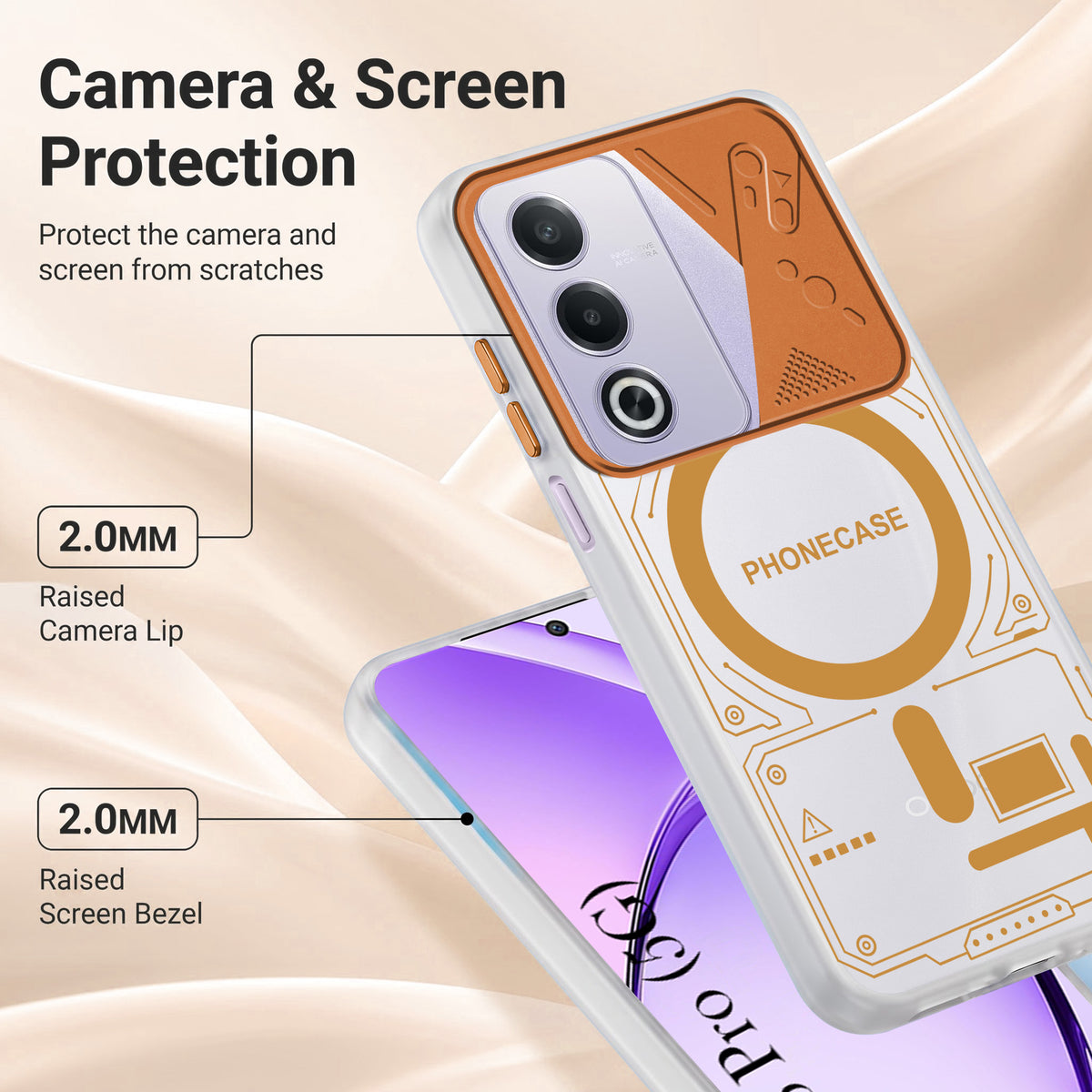For Oppo A3 Pro 5G Metallic Back Cover Case (Metallic Camera Protection & Buttons | Translucent Milky Shade | Hard Polycarbonate)
