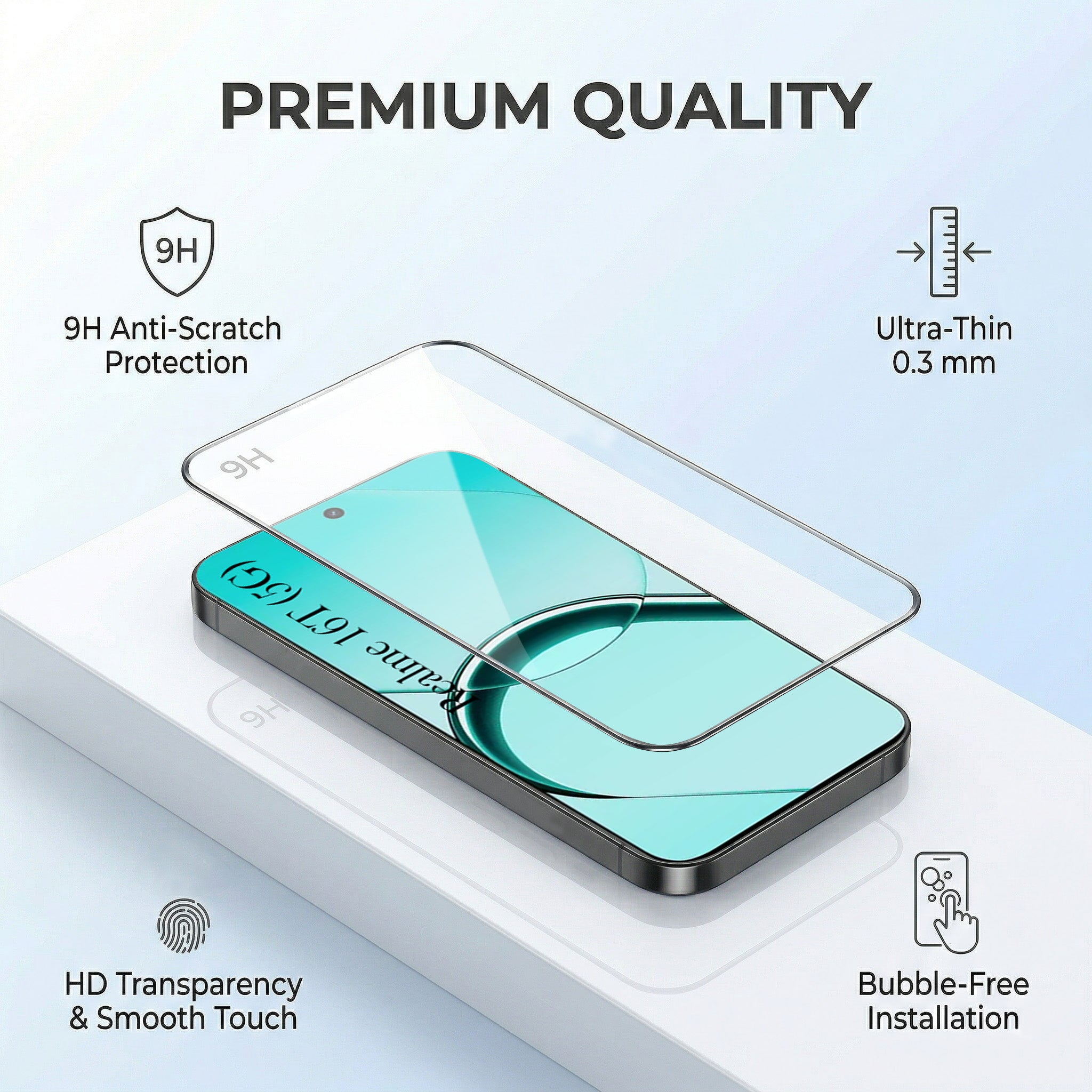 For Realme 16T 5G (Combo with Back Cover and 9H Tempered Glass (Lifetime Anti-Yellow | Crystal Clear Shockproof | Oleophobic Coating Screen Glass)