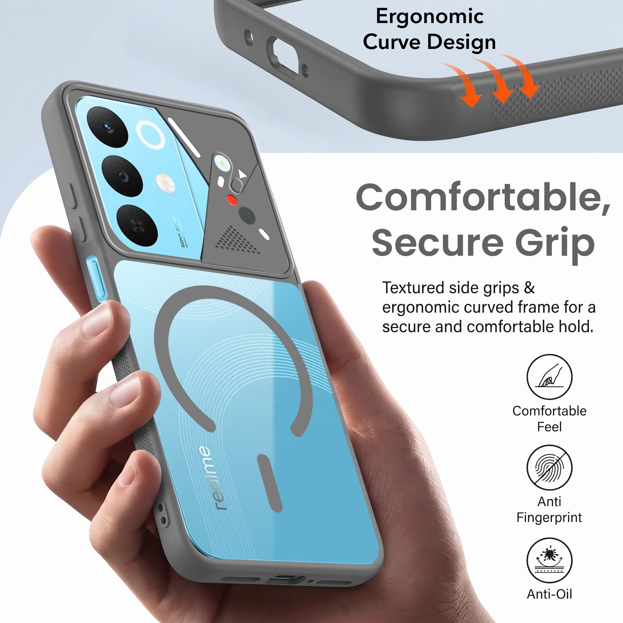 For Realme 15X Back Cover Case Lifetime Anti-Yellow Clear (Camera Protection | Side Grip | Wireless MagSafe Compatible)