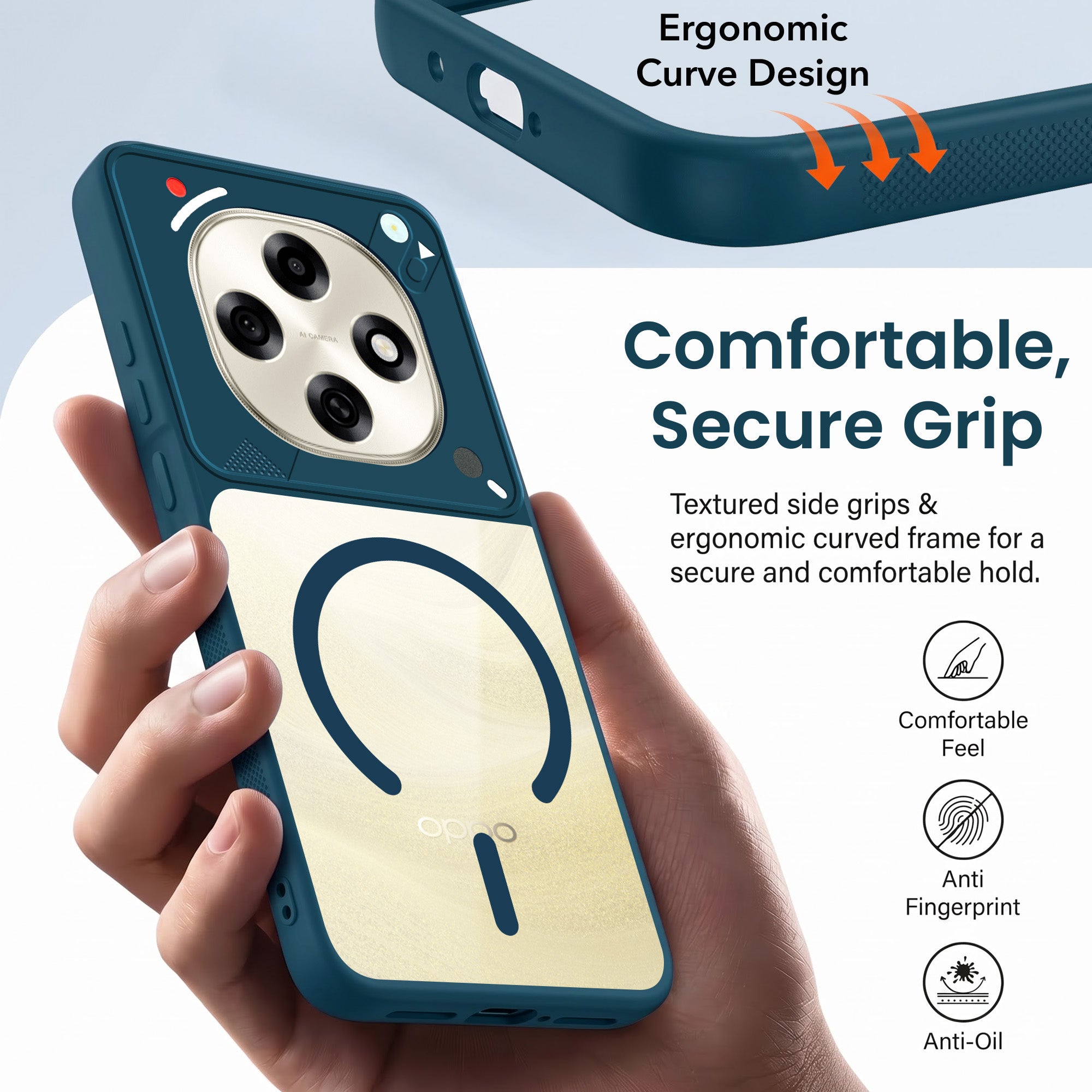For Oppo F31 Pro Back Cover Case Lifetime Anti-Yellow Clear (Camera Protection | Side Grip | Wireless MagSafe Compatible)