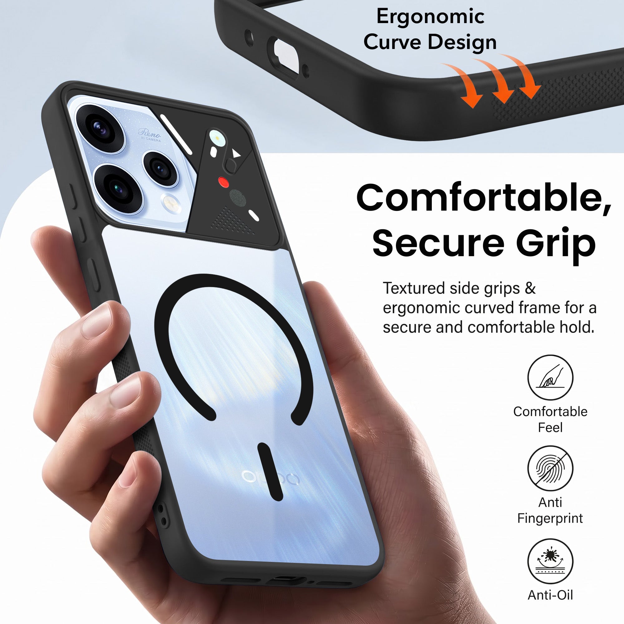 For Oppo Reno15 5G | Oppo Reno 15 5G Back Cover Case Lifetime Anti-Yellow Clear (Camera Protection | Side Grip | Wireless MagSafe Compatible)