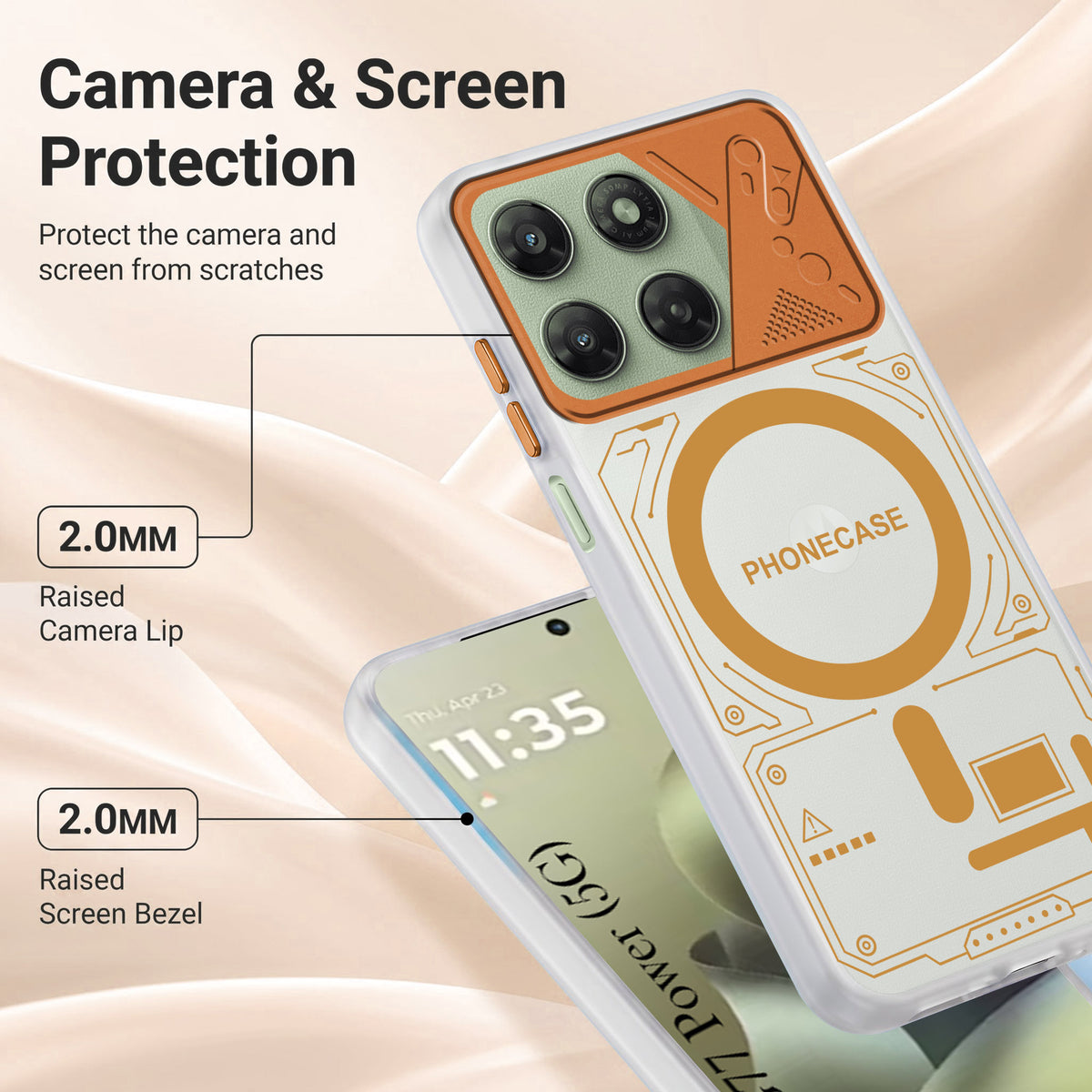 For Motorola Moto G77 Power Metallic Back Cover Case (Metallic Camera Protection & Buttons | Translucent Milky Shade | Hard Polycarbonate)