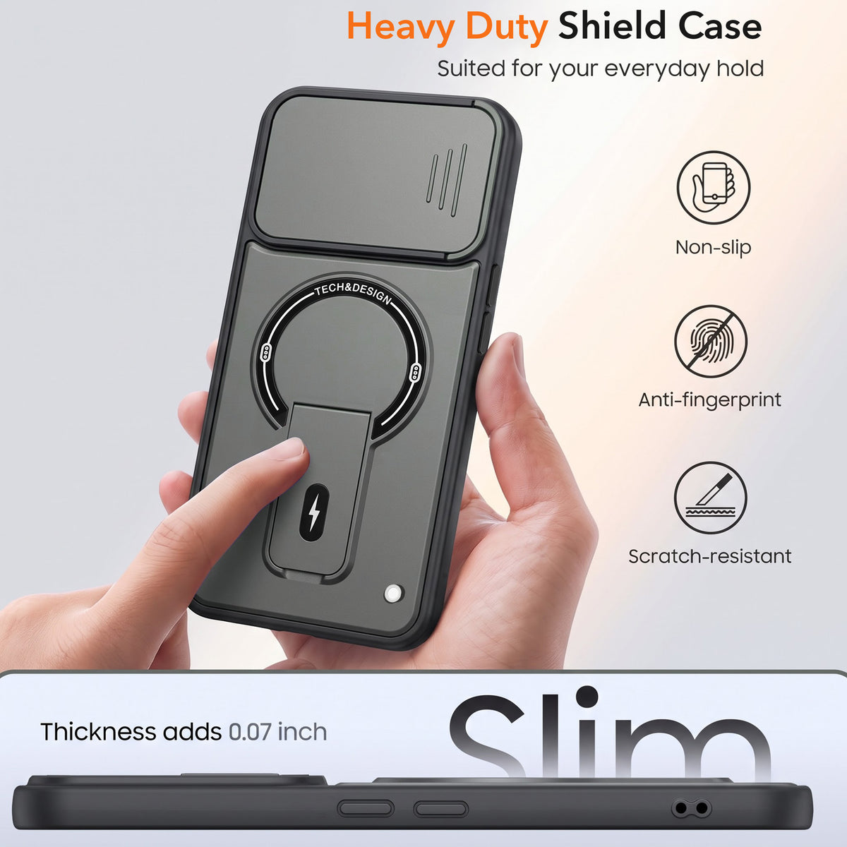 For Nothing Phone 3A Lite Back Case Cover Metallic (Hybrid Armor Kickstand | Sliding Shutter Camera Protection | MagSafe Compatible)
