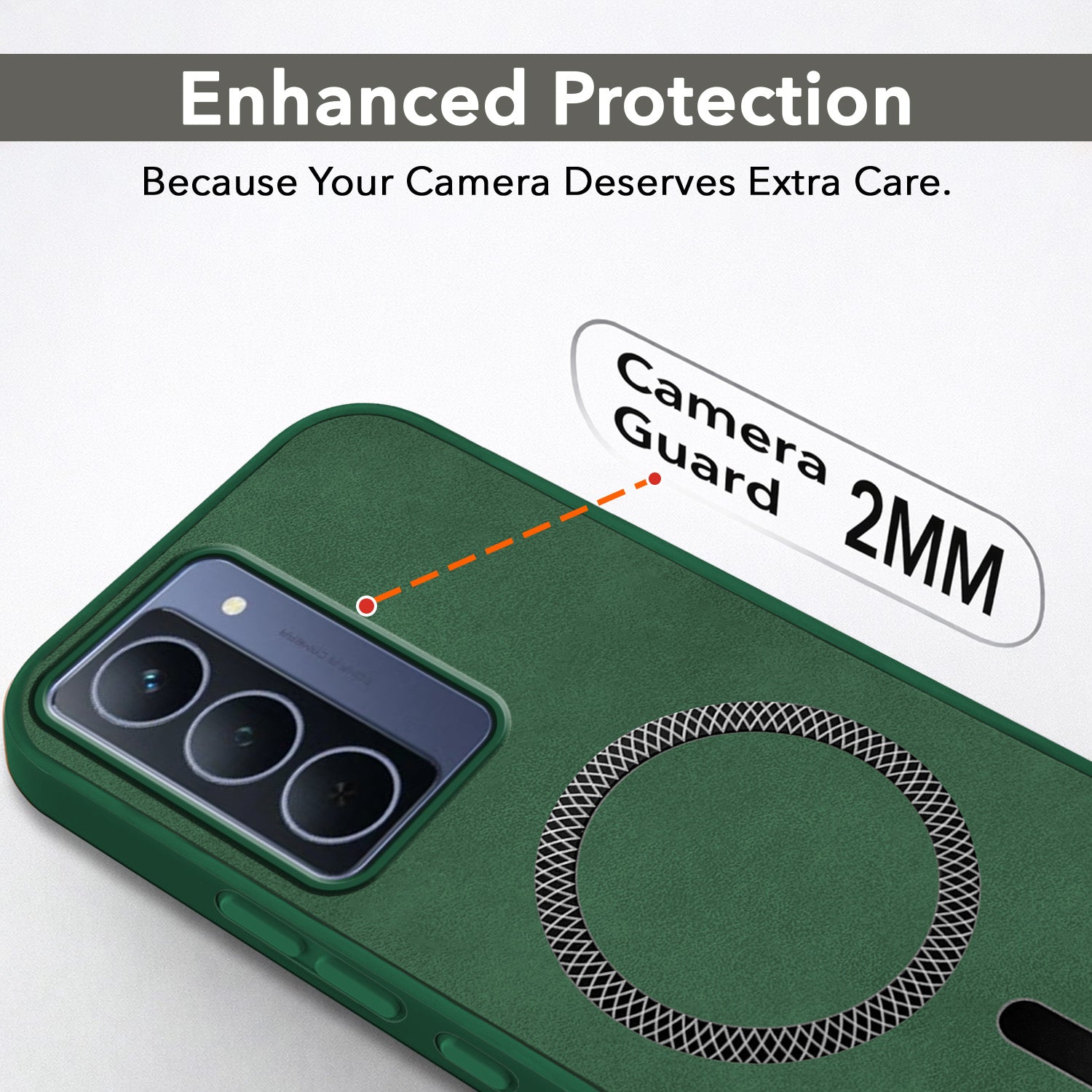 For Realme Narzo 80x Back Cover Case Leather Finish (MagSafe Compatible Wireless Charging | Soft Touch | Camera Bump Protection)