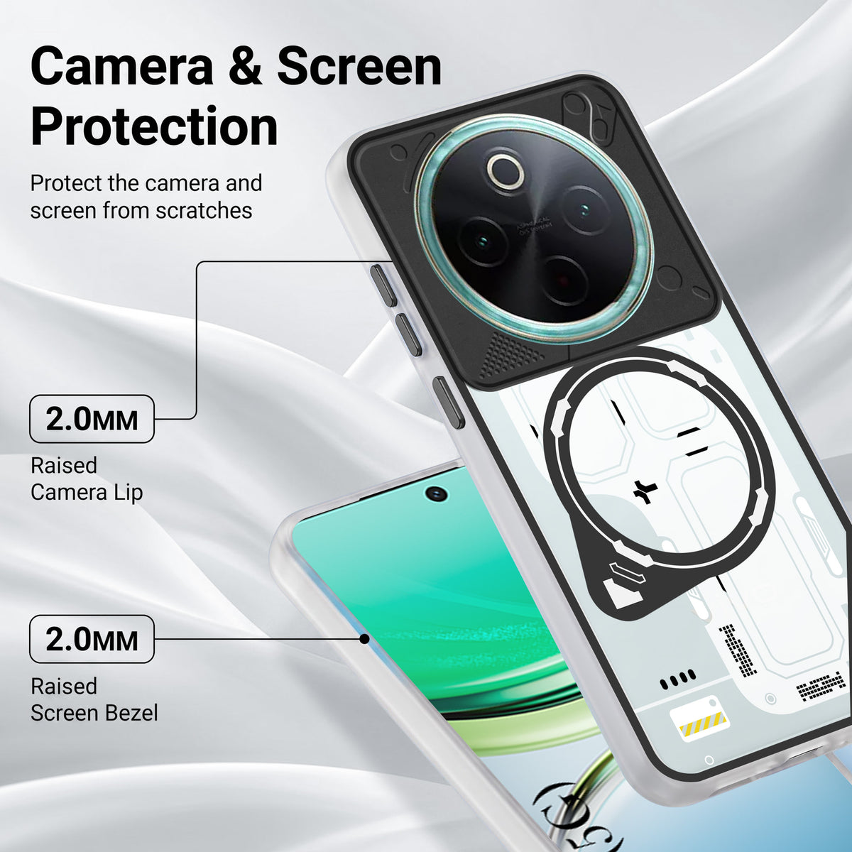 For Vivo T4 Metallic Back Cover Case (Metallic Camera Protection & Buttons | Translucent Milky Shade | Hard Polycarbonate)