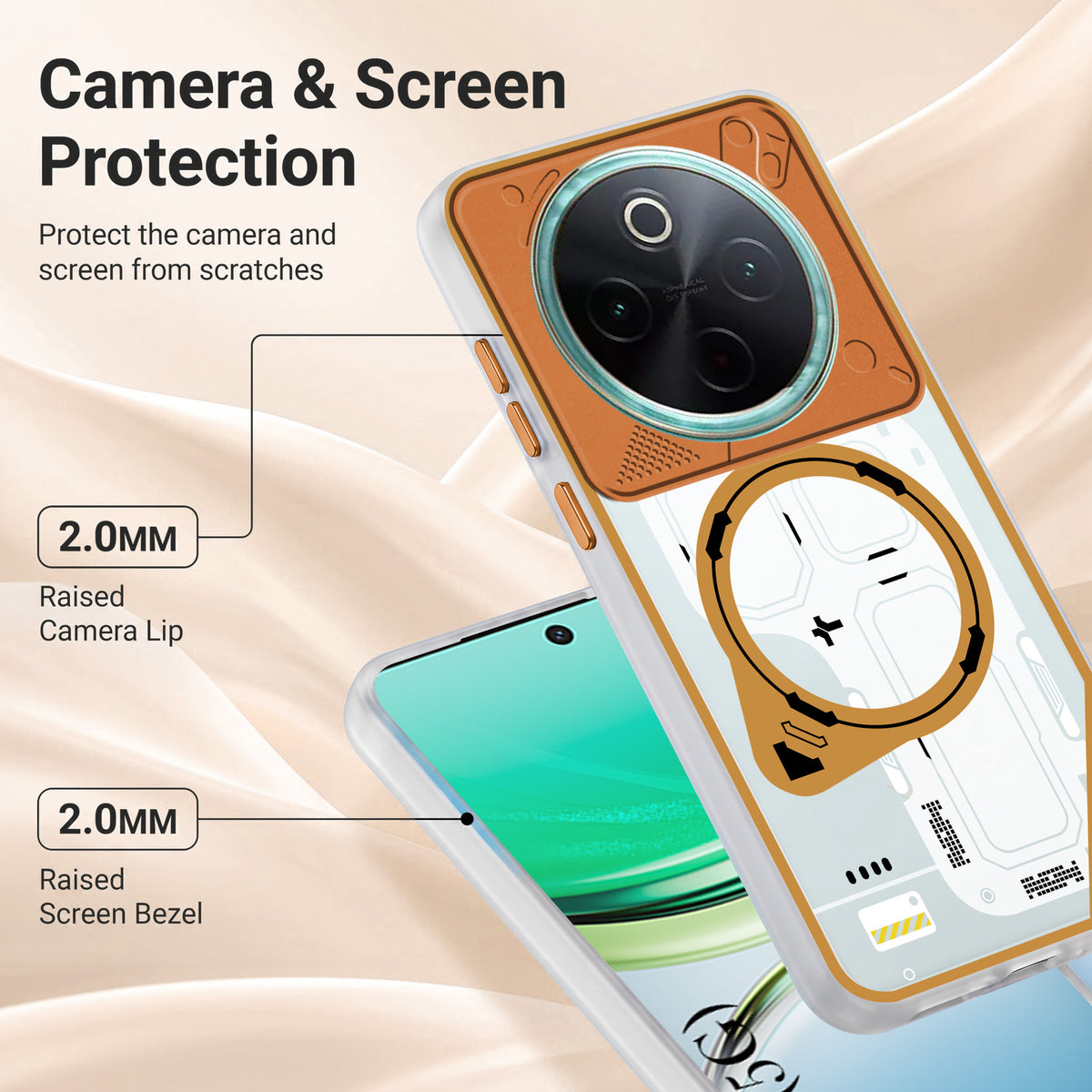 For Vivo T4 Metallic Back Cover Case (Metallic Camera Protection & Buttons | Translucent Milky Shade | Hard Polycarbonate)