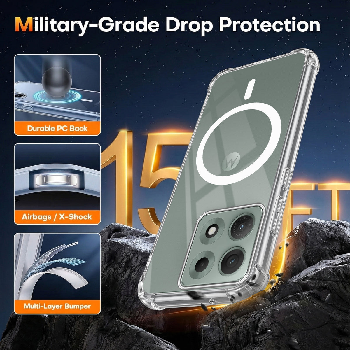 For Motorola Moto Edge 70 Max Back Cover Shockproof Crystal-Clear (Magsafe Wireless Support | Drop & Camera Protection | Hard Polycarbonate)