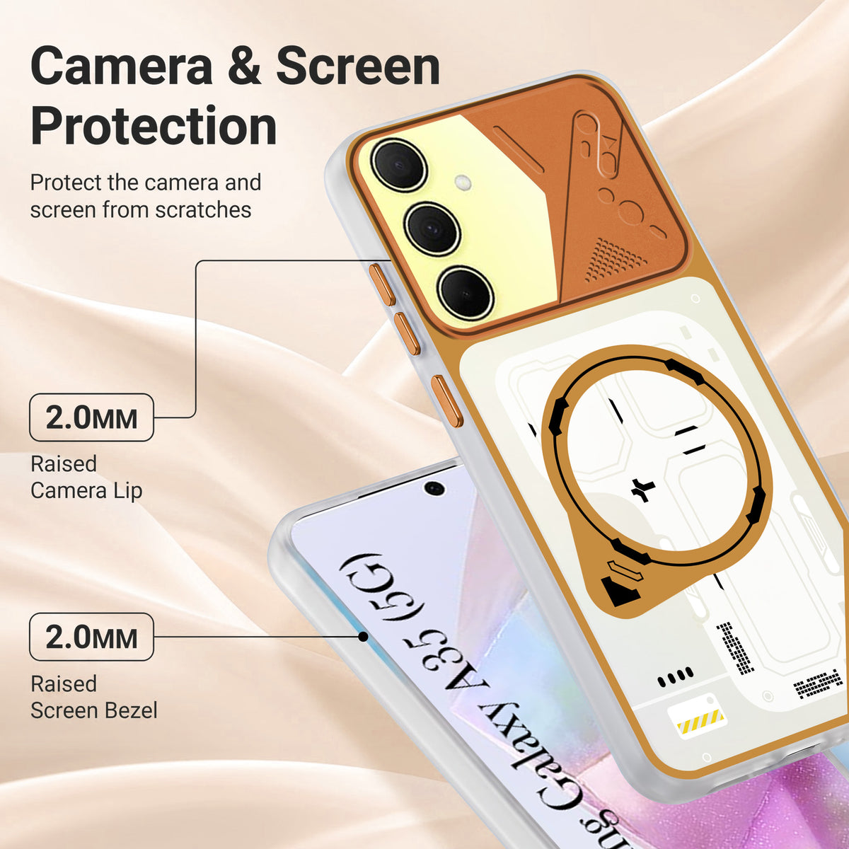 For Samsung Galaxy A35 5G Metallic Back Cover Case (Metallic Camera Protection & Buttons | Translucent Milky Shade | Hard Polycarbonate)