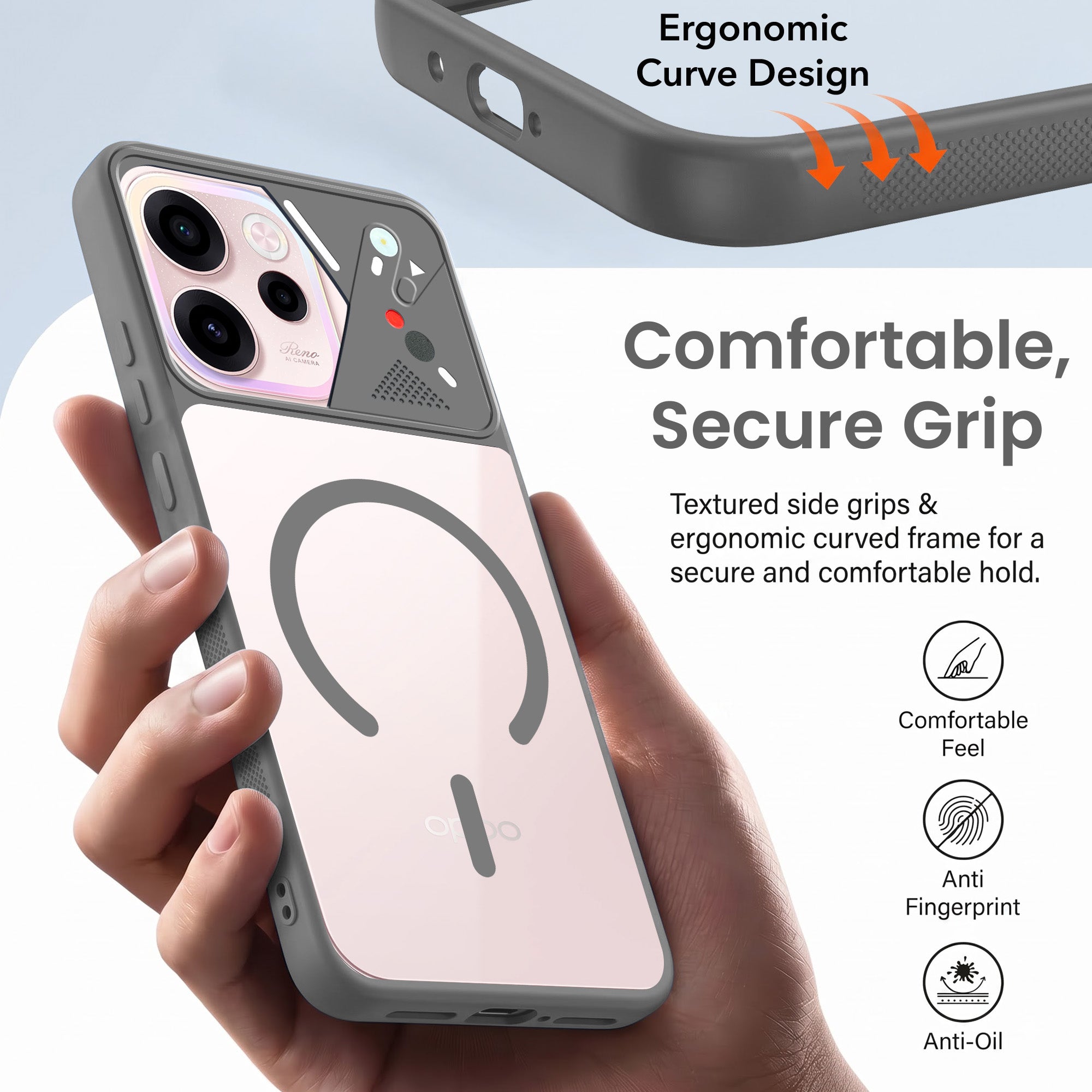 For Oppo Reno 15c Back Cover Case Lifetime Anti-Yellow Clear (Camera Protection | Side Grip | Wireless MagSafe Compatible)