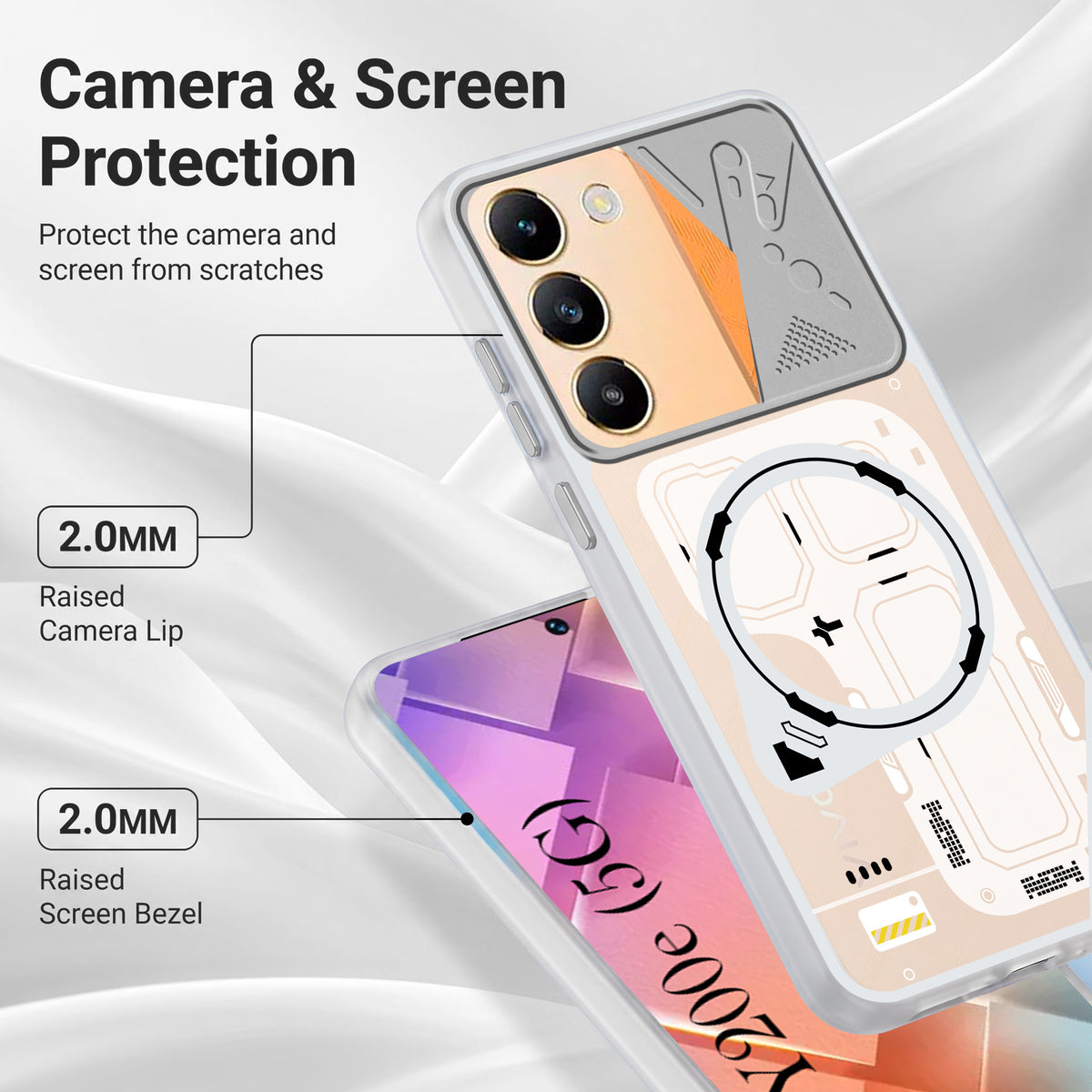 For Vivo Y200e Metallic Back Cover Case (Metallic Camera Protection & Buttons | Translucent Milky Shade | Hard Polycarbonate)