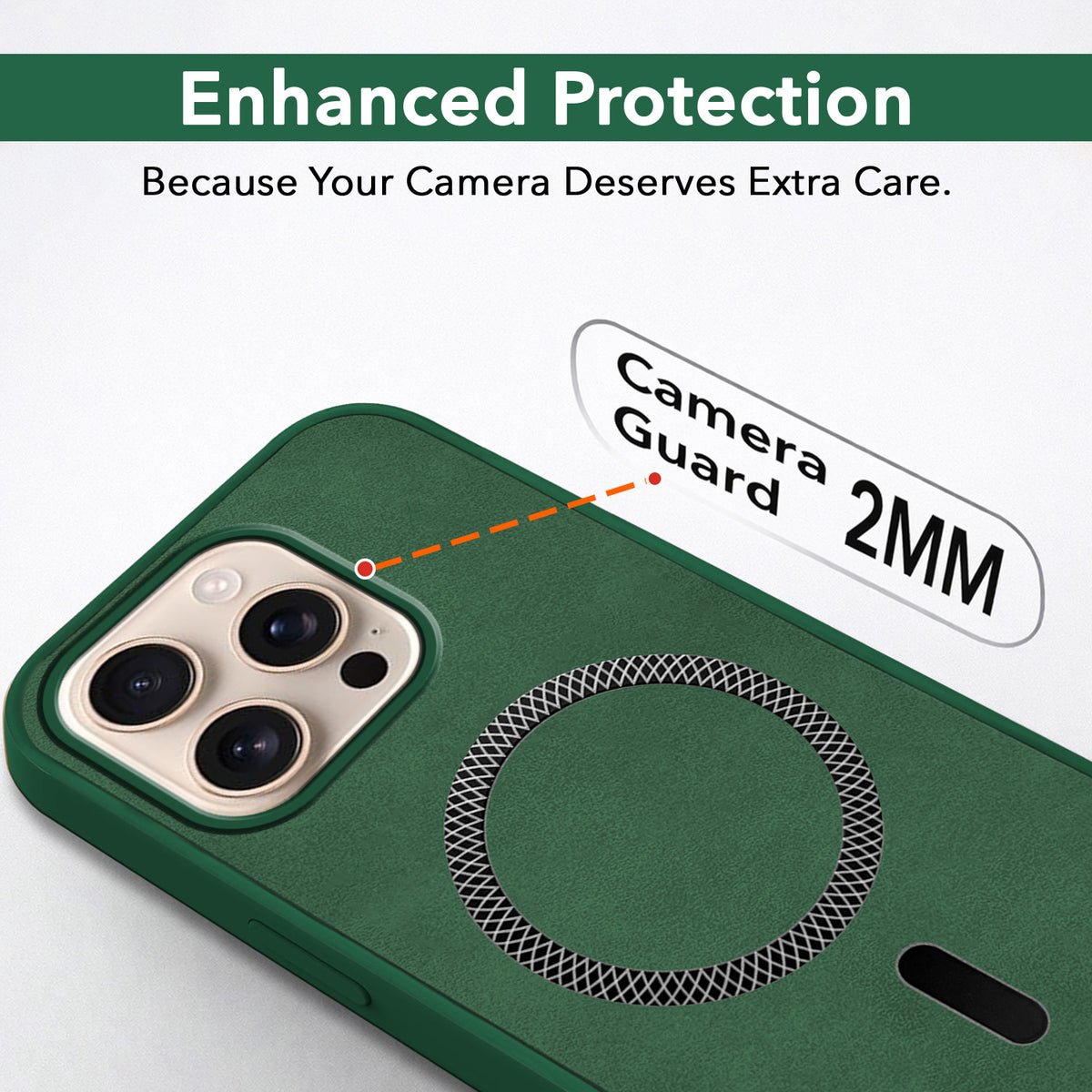For Apple iPhone 16 Pro Max Back Cover Case (Sleek Leather Finish | MagSafe Compatible Wireless Charging | Camera Bump Protection)