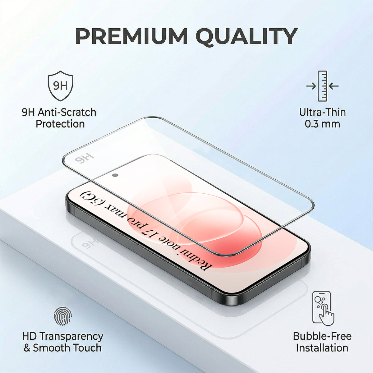 For Redmi Note 17 Pro Max 5G (Combo with Back Cover and 9H Tempered Glass (Lifetime Anti-Yellow | Crystal Clear Shockproof | Oleophobic Coating Screen Glass)