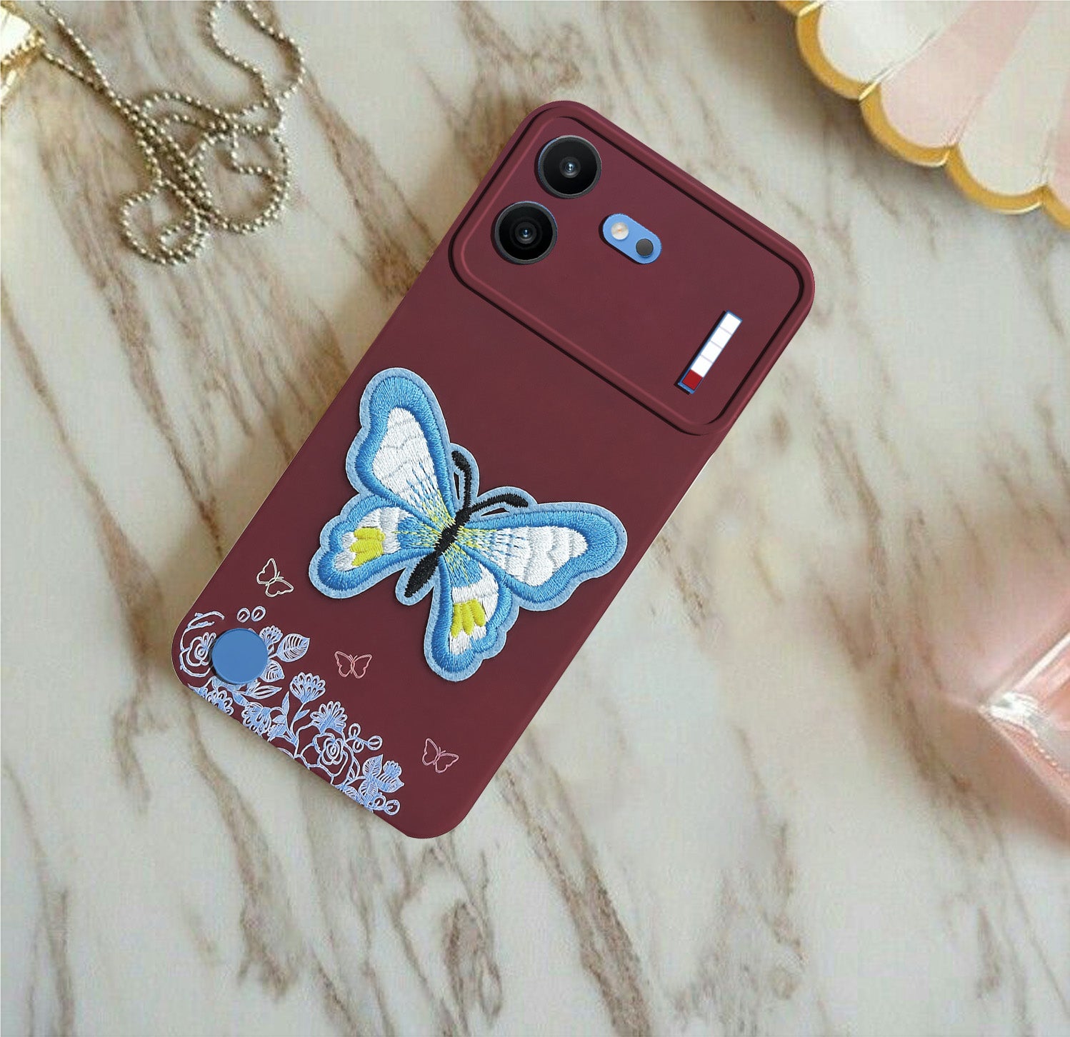 For Nothing Phone 4B 5G Back Cover Case (Soft Butterfly Embroidery | Women Teen Girls | Camera Protection| Matte Silicone)