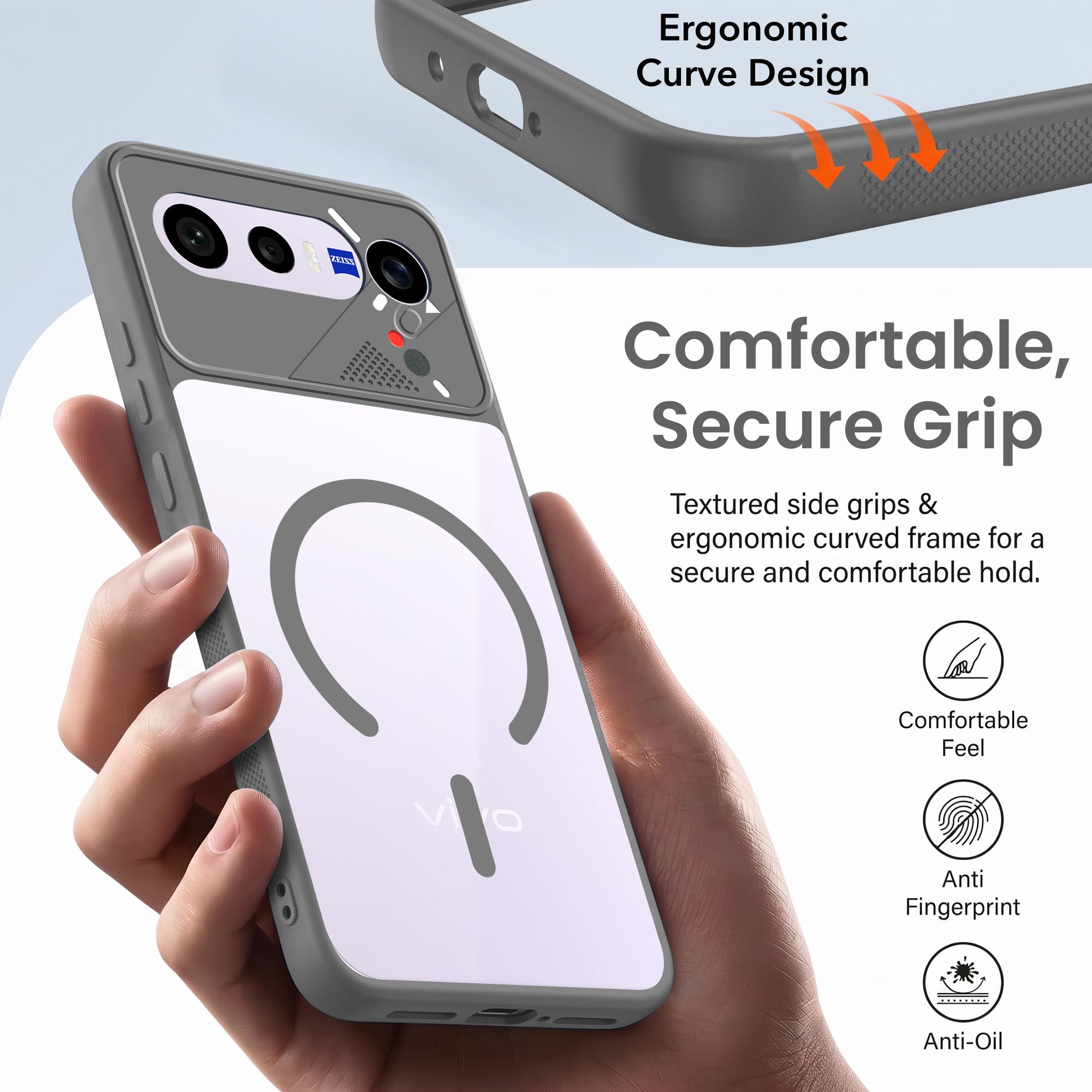 For Vivo X300 FE Back Cover Case Lifetime Anti-Yellow Clear (Camera Protection | Side Grip | Wireless MagSafe Compatible)