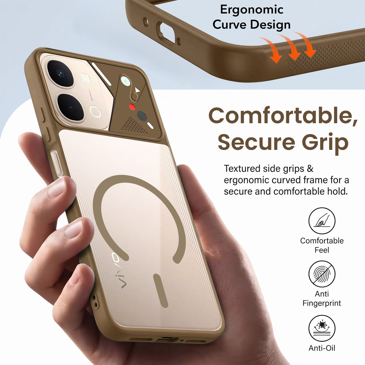 For Vivo Y51 Pro 5G | Vivo T5x Back Cover Case Lifetime Anti-Yellow Clear (Camera Protection | Side Grip | Wireless MagSafe Compatible)