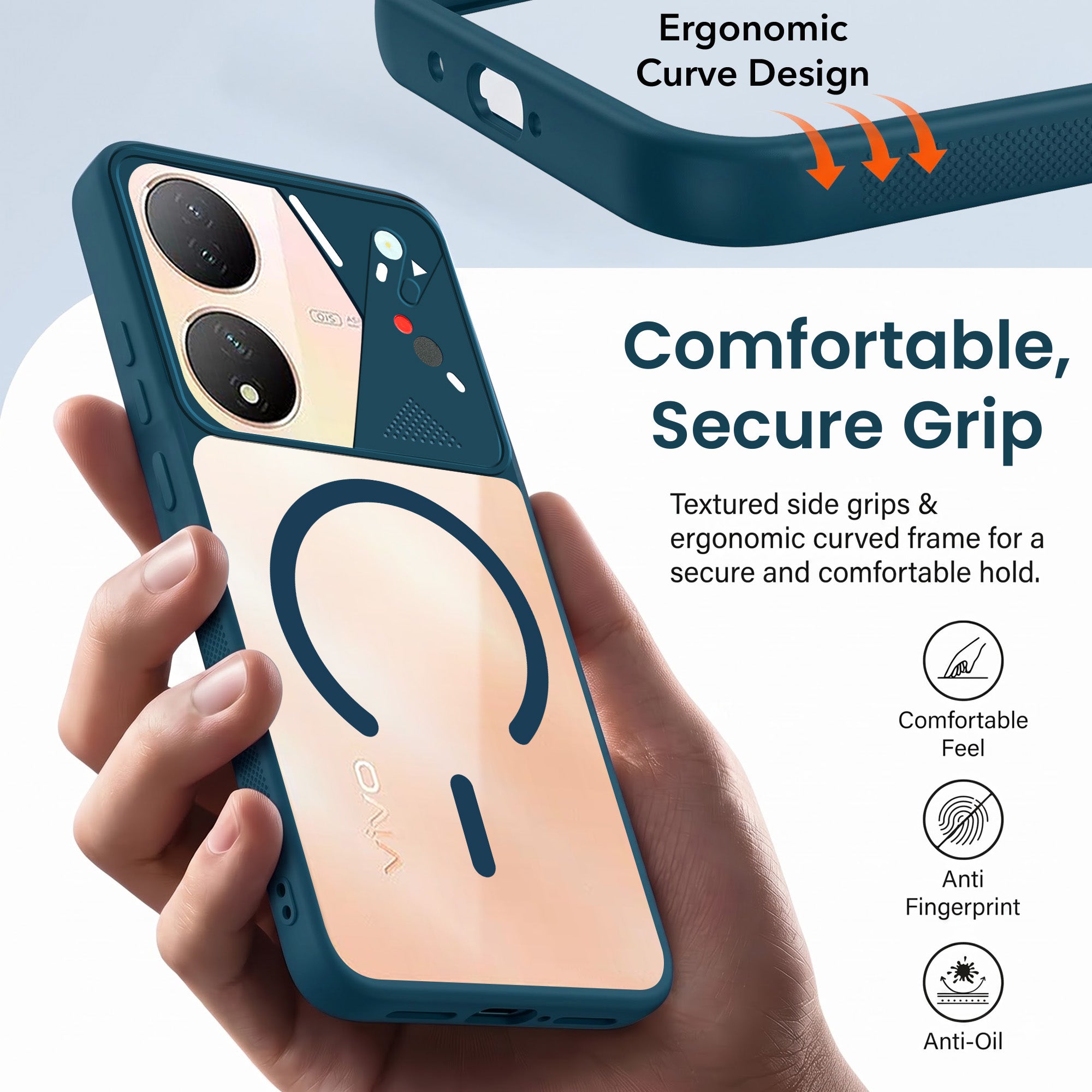 For Vivo Y100 Back Cover Case Lifetime Anti-Yellow Clear (Camera Protection | Side Grip | Wireless MagSafe Compatible)