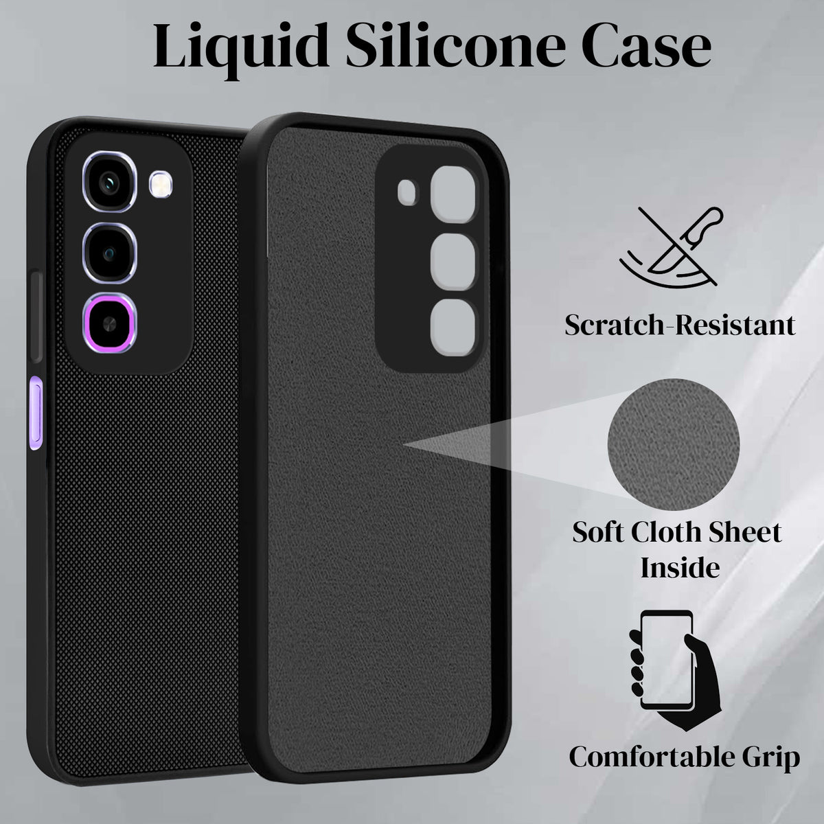 For Realme P4R 5G | Realme Narzo 100X 5G Back Cover Case Rubberised (Textured Grip Design| Micro-Fiber Cloth Inside | Slim and Light Weight | Soft Touch and Feel)