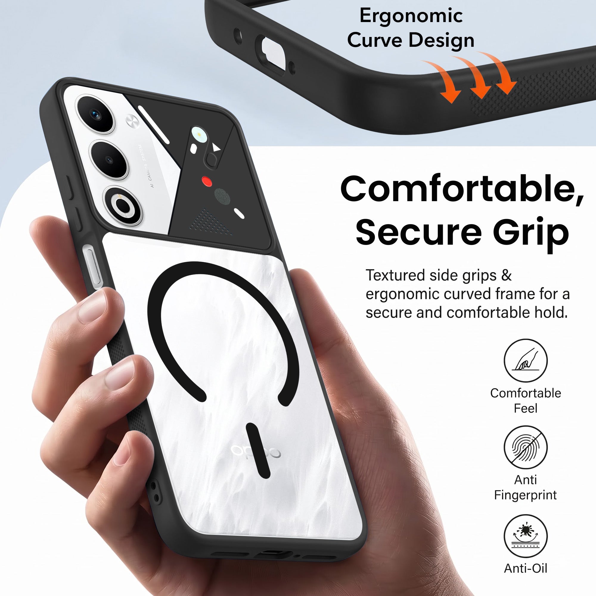 For Oppo A5 5G Back Cover Case Lifetime Anti-Yellow Clear (Camera Protection | Side Grip | Wireless MagSafe Compatible)