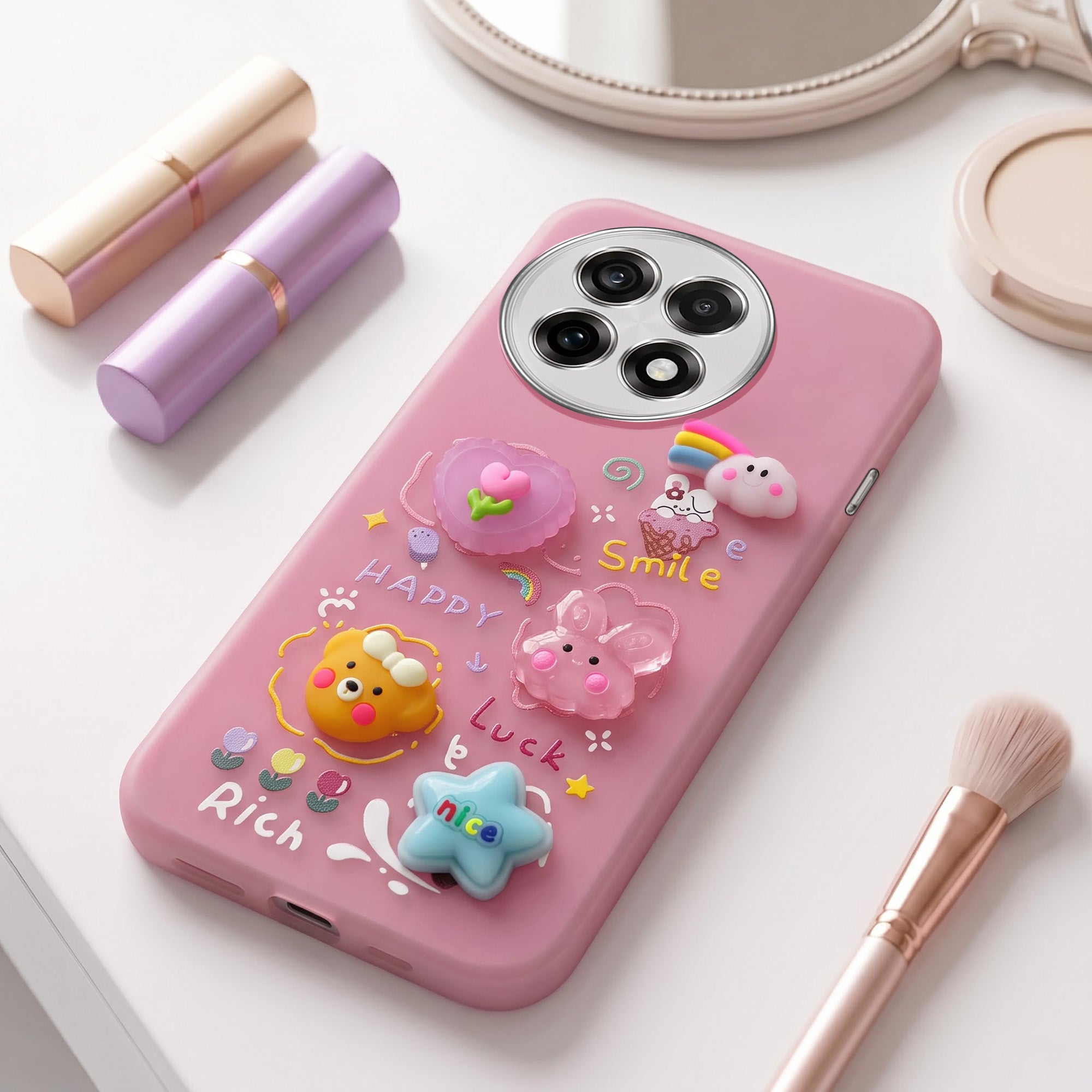 For OnePlus 13R Back Cover Case (3D Cute Cartoons | Hard Back Side Soft | Matte Premium Finish | HD Printing)