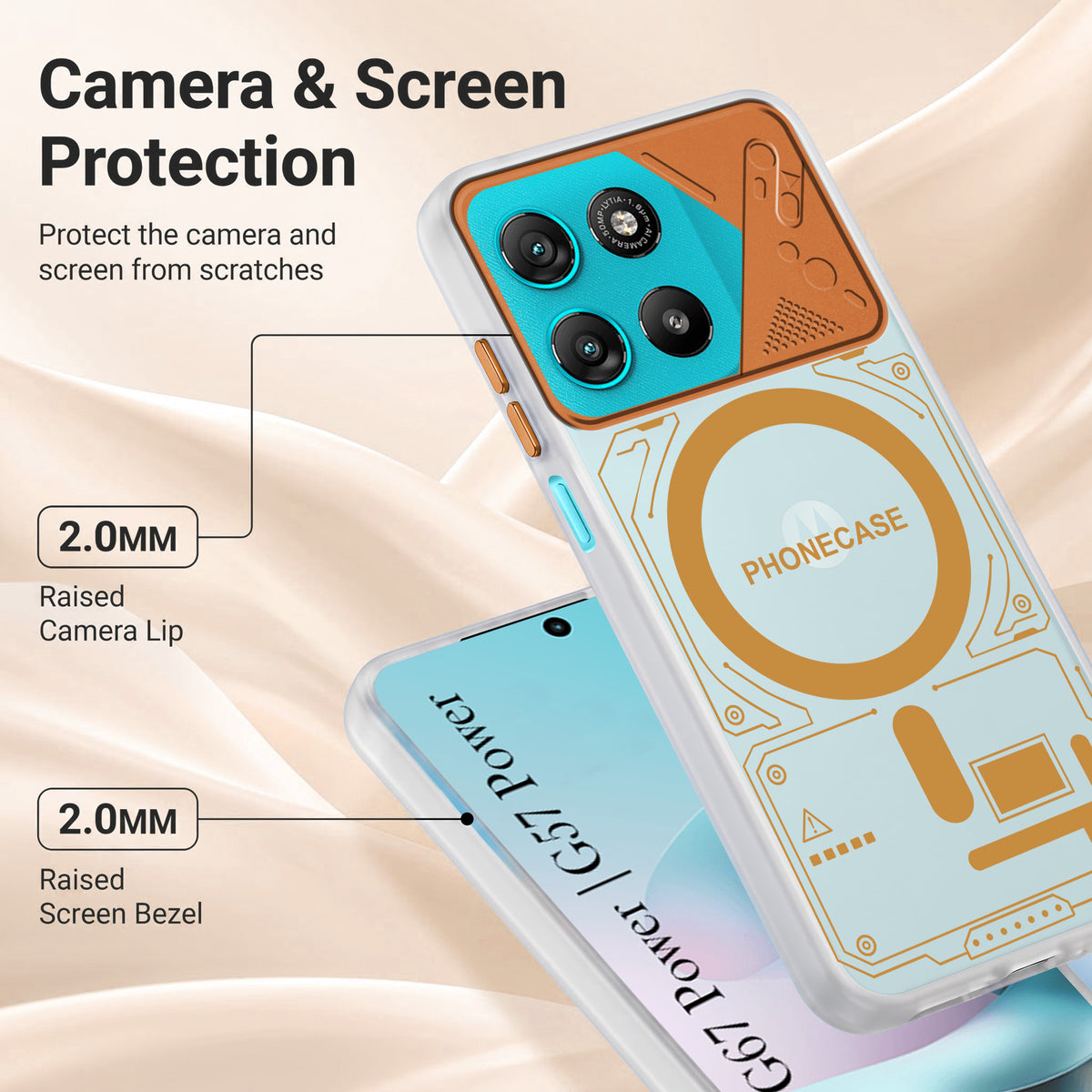 For Motorola Moto G67 Power | G57 Power Metallic Back Cover Case (Metallic Camera Protection & Buttons | Translucent Milky Shade | Hard Polycarbonate)