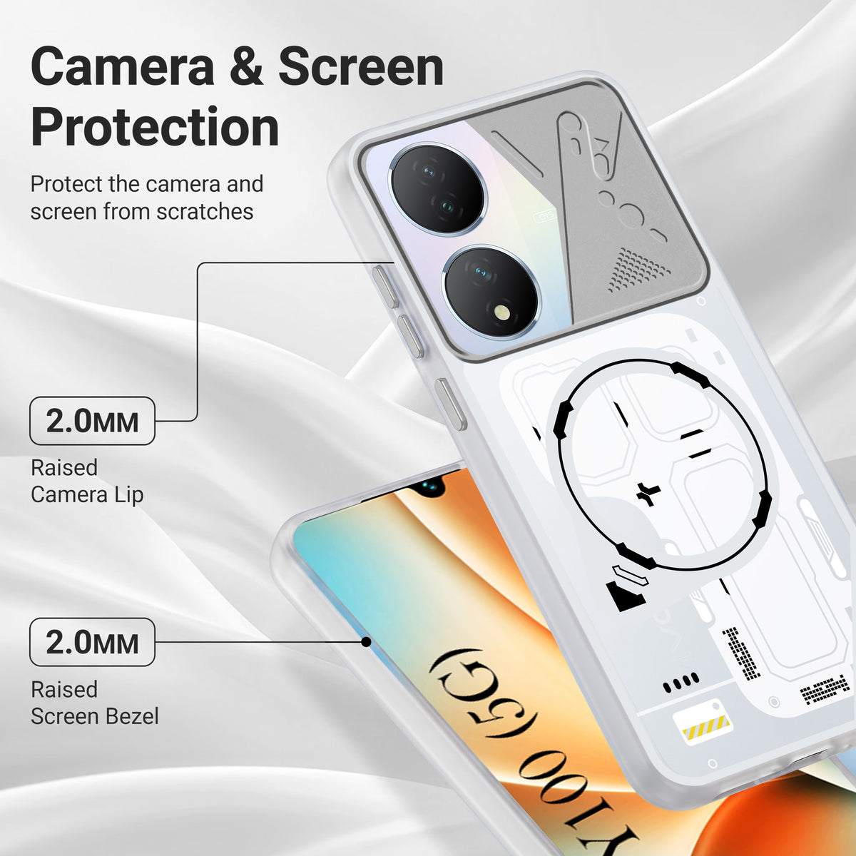For Vivo Y100 5G Metallic Back Cover Case (Metallic Camera Protection & Buttons | Translucent Milky Shade | Hard Polycarbonate)