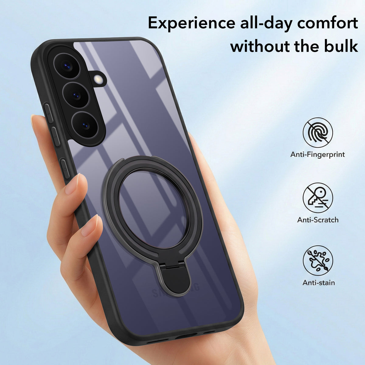 For Samsung Galaxy S26 5G Back Cover Case (Kick Stand Ring Holder | Life time Anti Yellow | Camera Protection)