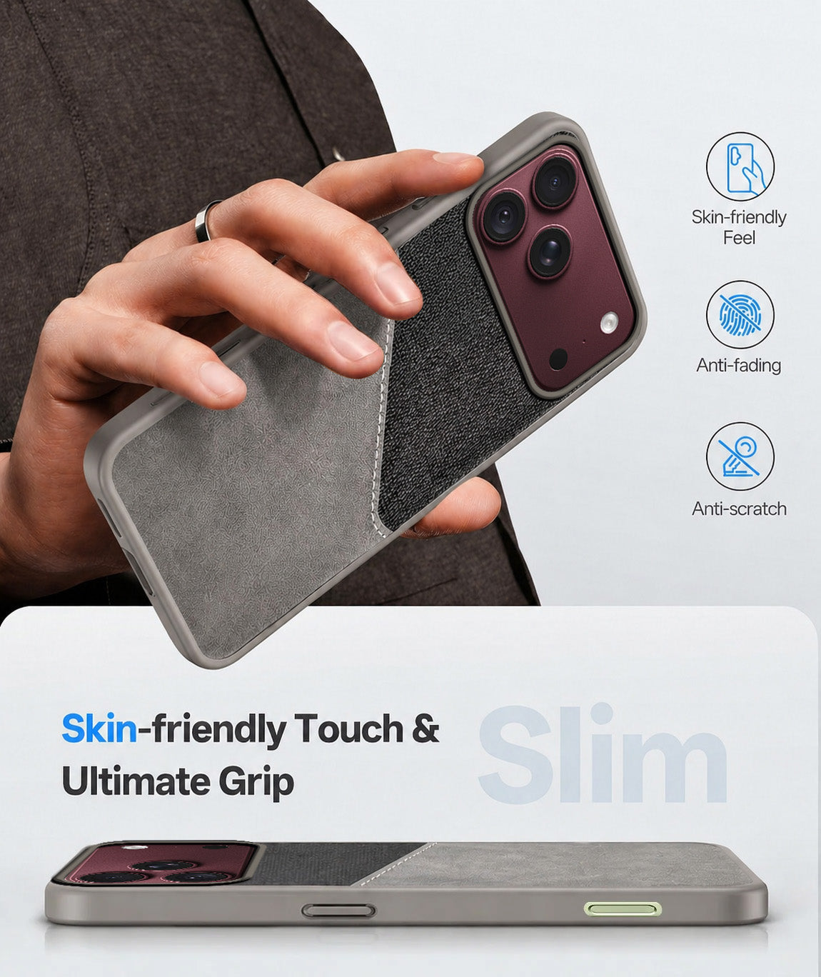For Apple iPhone 18 Pro Max Back Cover Case (Dual PU Leather Stitch | Professional Minimalist | Soft and Flexible)