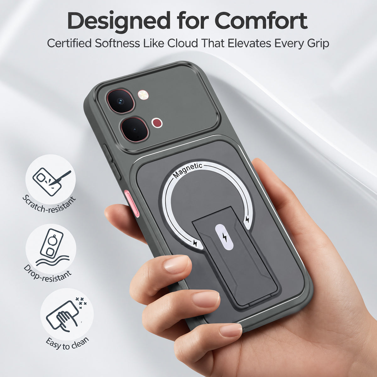 For Vivo Y31T 5G Back Case Cover Metallic (Hybrid Armor Kickstand | MagSafe Compatible | Camera Protection Shockproof)
