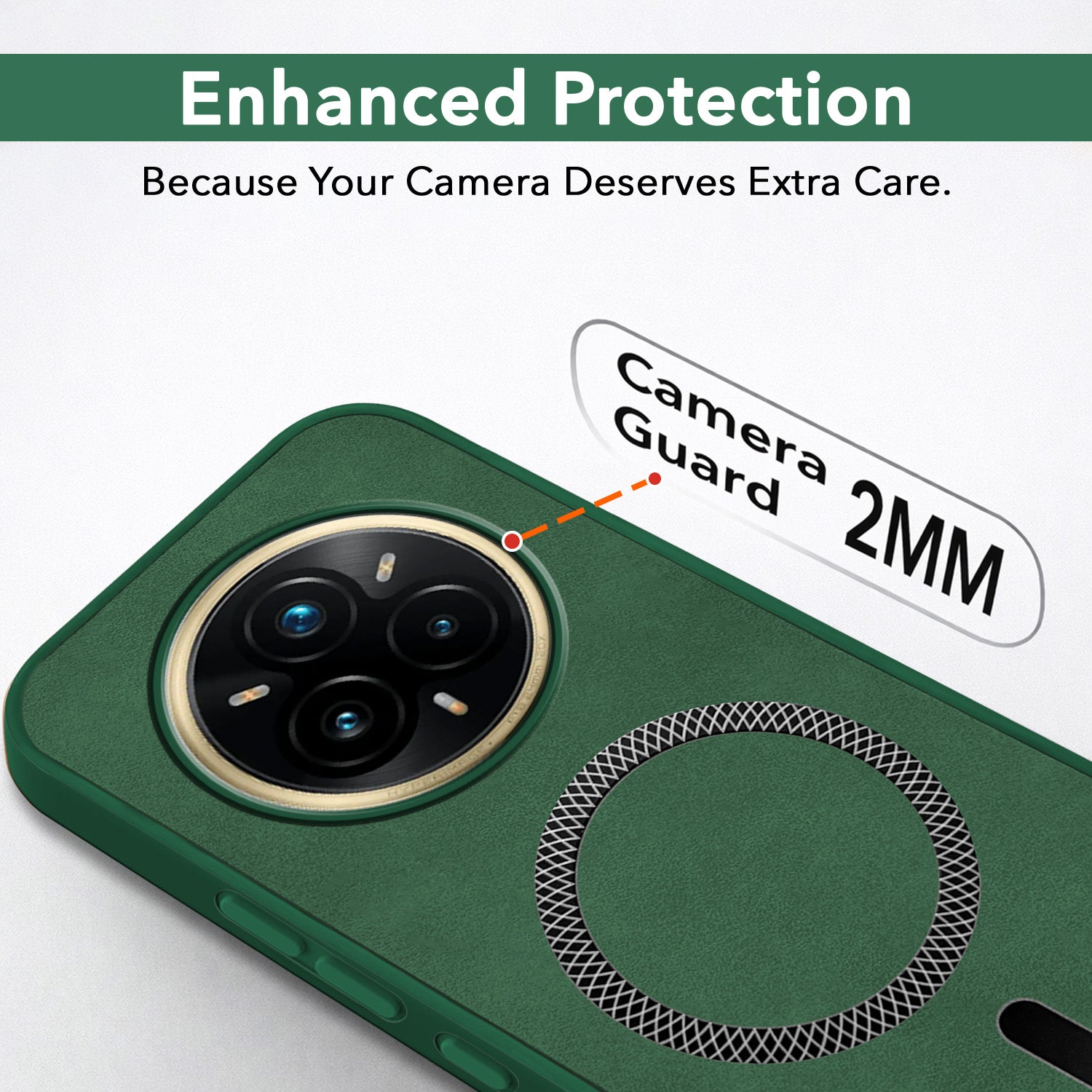 For Realme 14 Pro Plus 5G Back Cover Case Leather Finish (MagSafe Compatible Wireless Charging | Soft Touch | Camera Bump Protection)
