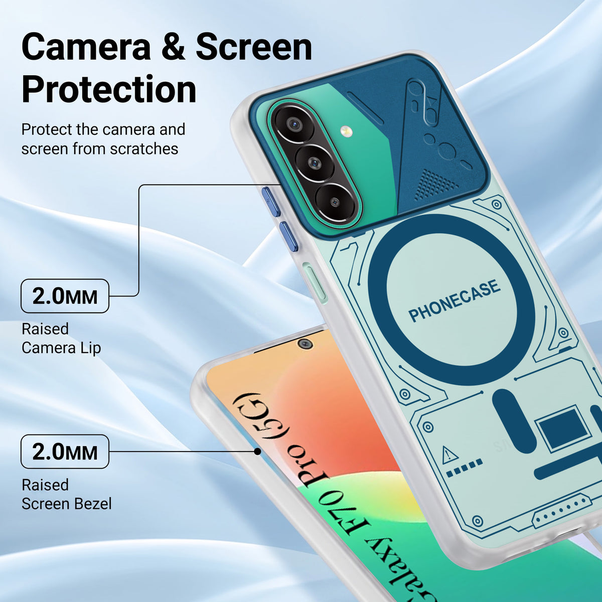 For Samsung Galaxy F70 Pro 5G Metallic Back Cover Case (Metallic Camera Protection & Buttons | Translucent Milky Shade | Hard Polycarbonate)