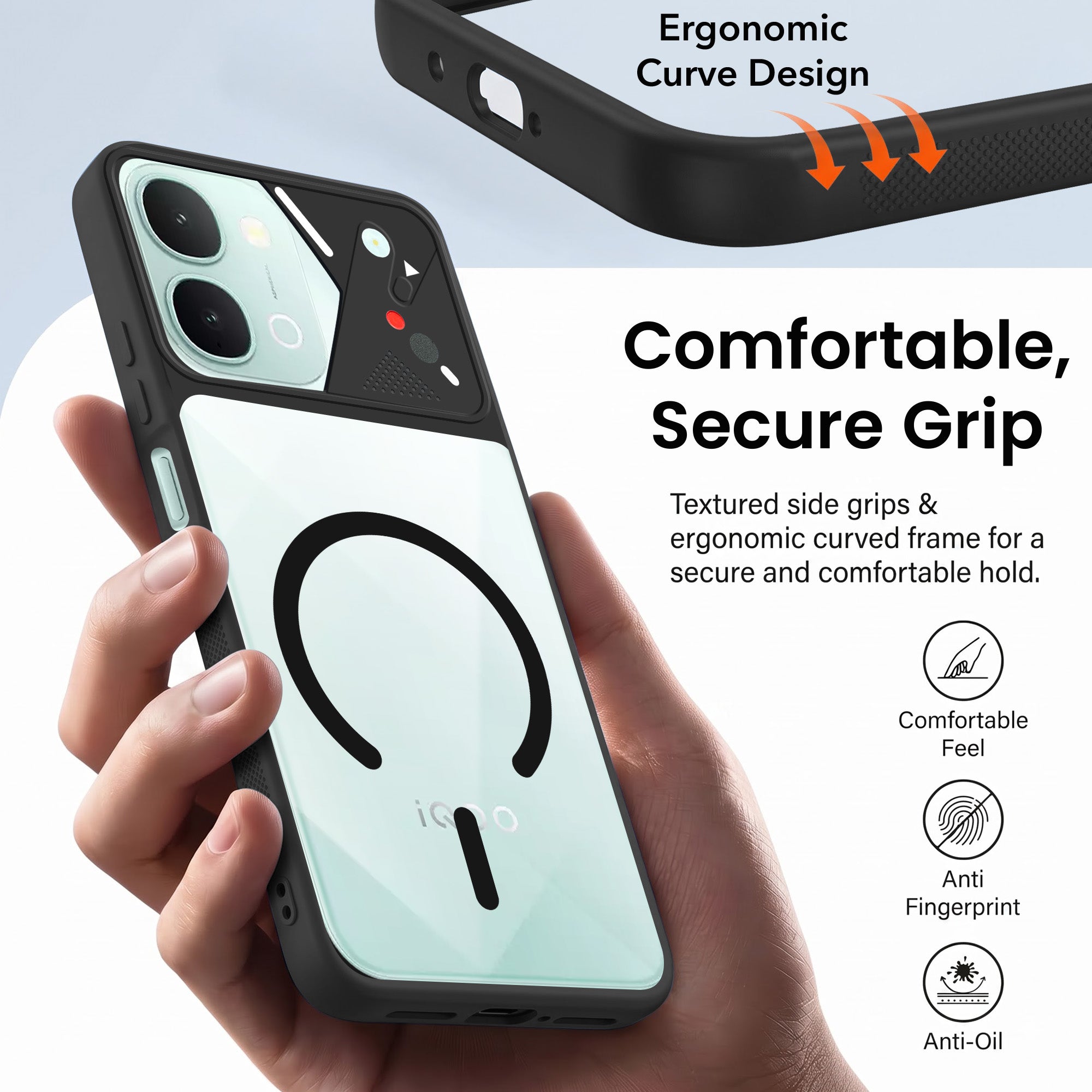 For Vivo iQOO Z11x 5G Back Cover Case Lifetime Anti-Yellow Clear (Camera Protection | Side Grip | Wireless MagSafe Compatible)