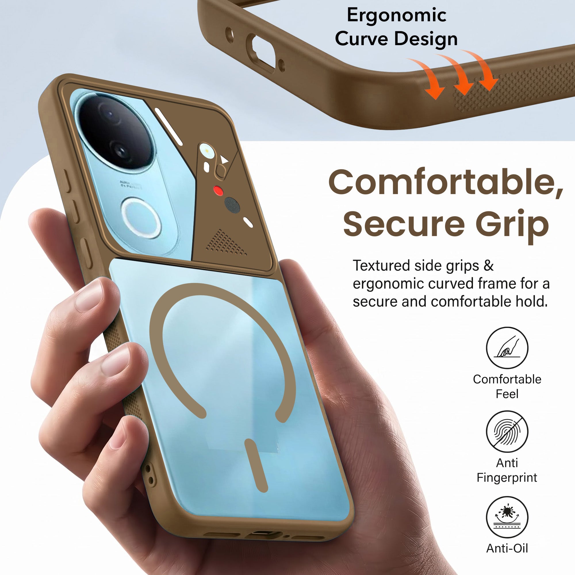 For Vivo iQOO Z10R Back Cover Case Lifetime Anti-Yellow Clear (Camera Protection | Side Grip | Wireless MagSafe Compatible)