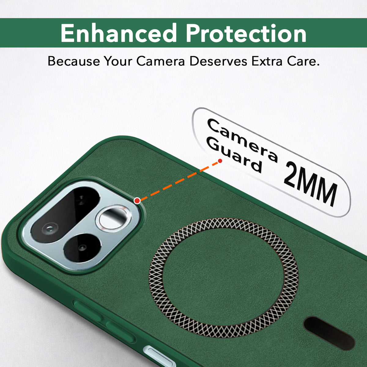 For Realme 16T 5G Back Cover Case Leather Finish (MagSafe Compatible Wireless Charging | Soft Touch | Camera Bump Protection)