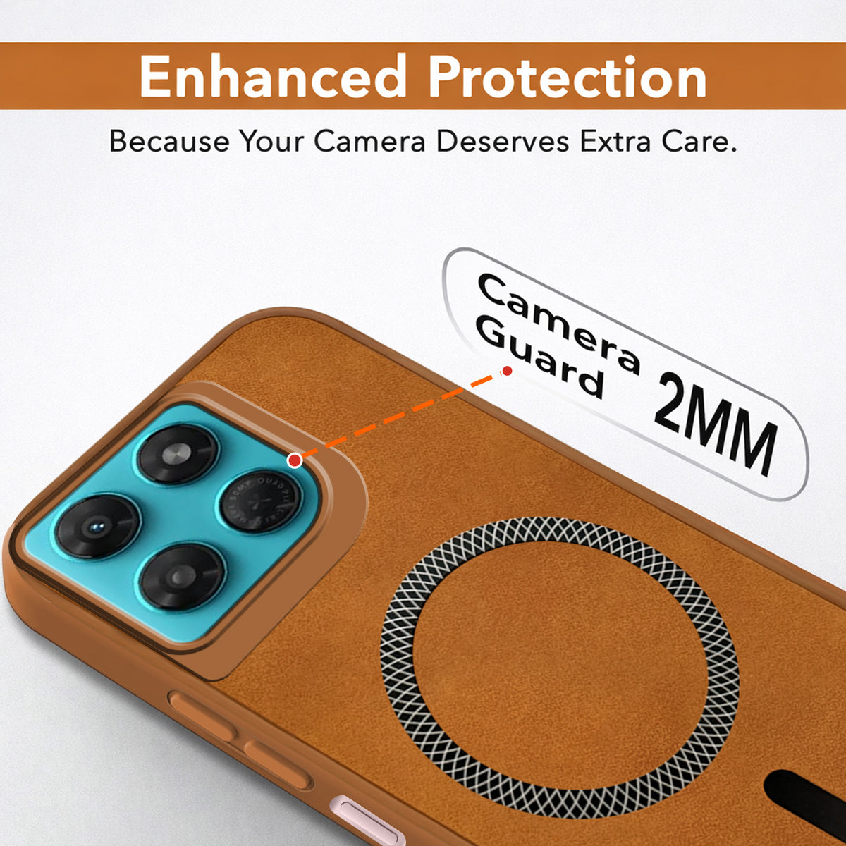 For Motorola Moto G37 Power Back Cover Case Leather Finish (MagSafe Compatible Wireless Charging | Soft Touch | Camera Bump Protection)