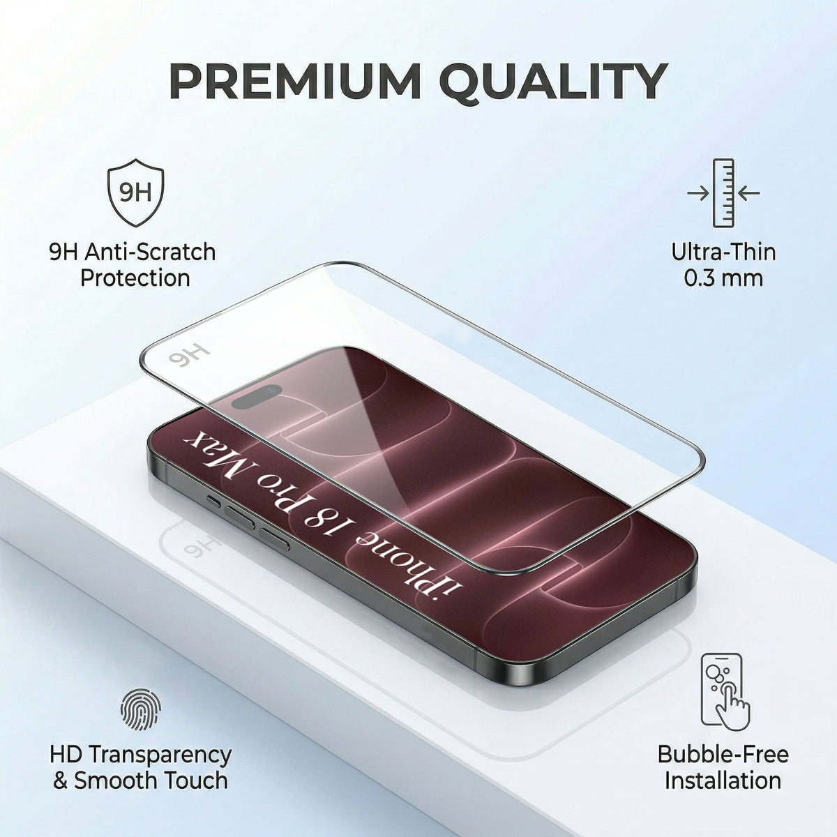 For Apple iPhone 18 Pro Max (Combo with Back Cover and 9H Tempered Glass (Lifetime Anti-Yellow | Crystal Clear Shockproof | Oleophobic Coating Screen Glass)