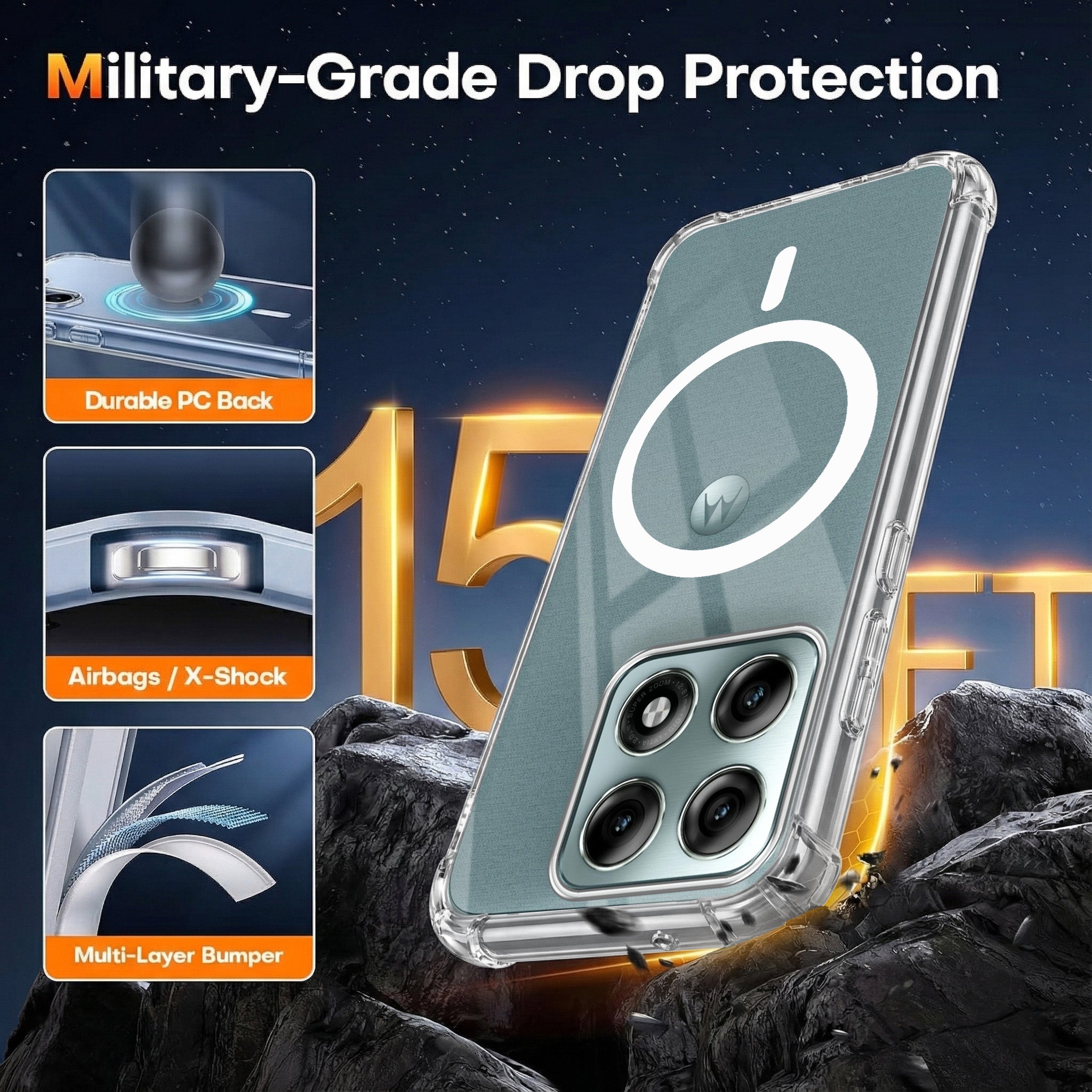 For Motorola Moto Edge 70 Pro Plus 5G Back Cover Shockproof Crystal-Clear (Magsafe Wireless Support | Drop & Camera Protection | Hard Polycarbonate)