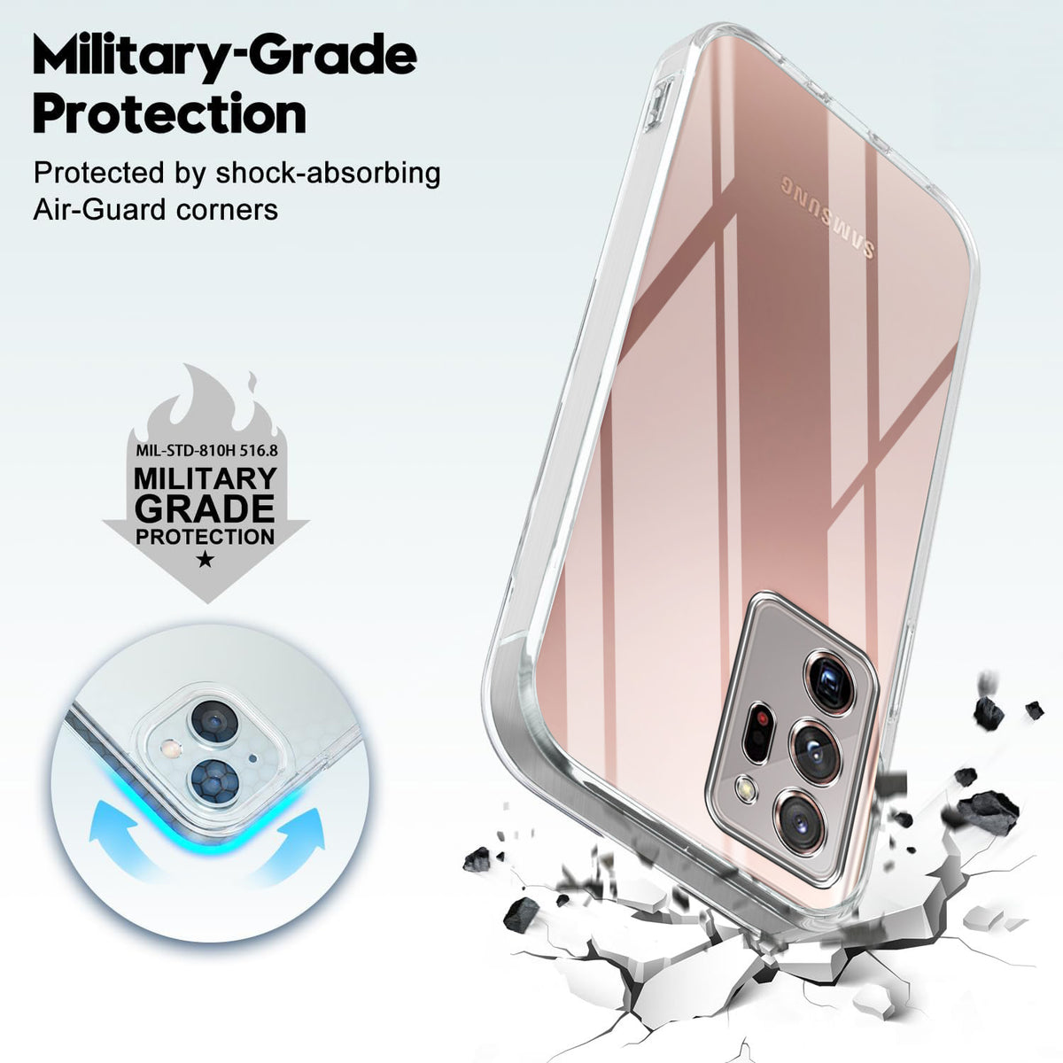 For Samsung Galaxy Note 20 Ultra 5G Back Cover Case Silicone (Clear Shockproof Case with Camera Protection | Soft and Flexible | Transparent)